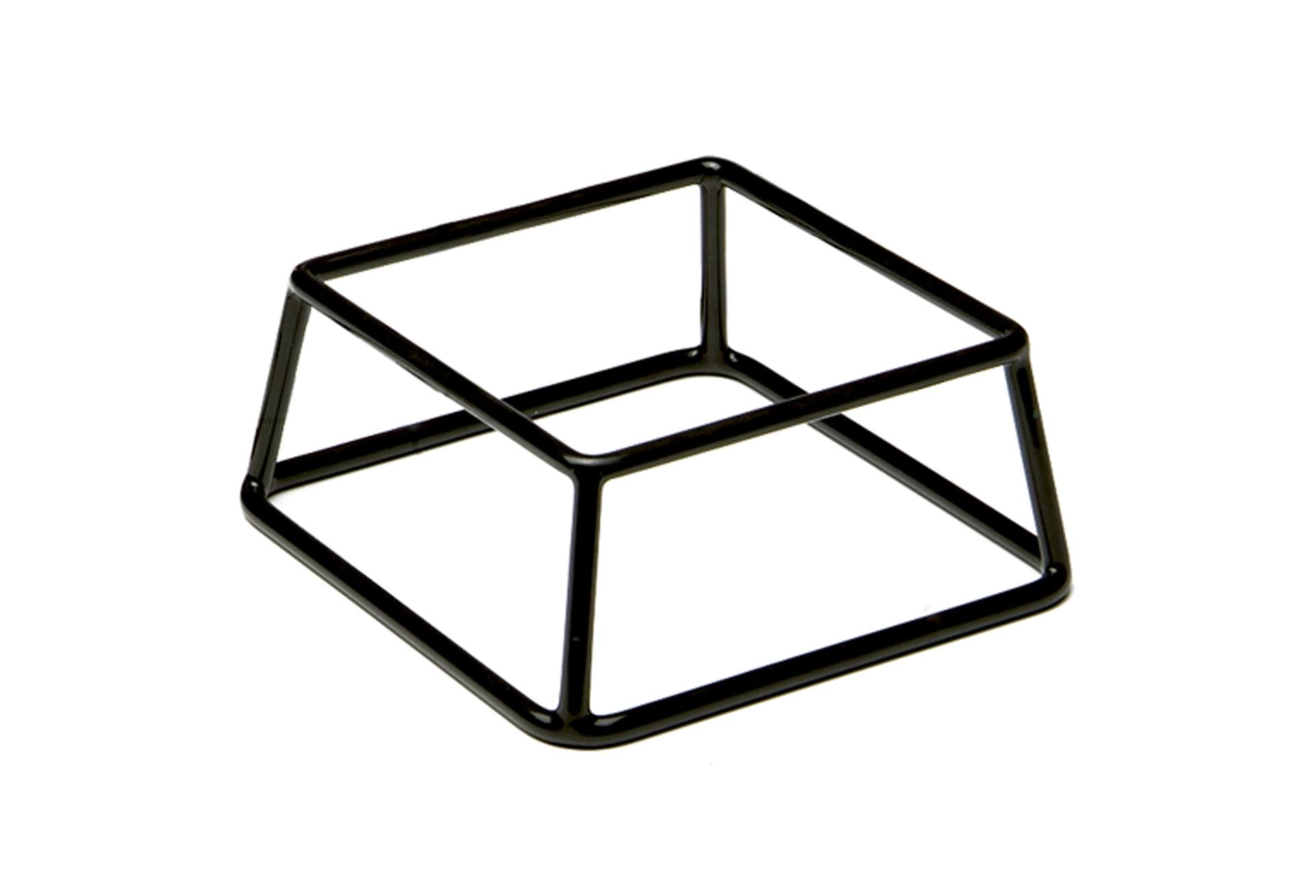 APS Multi-Supporto Buffet Base Quadrata 18x18 cm H.8 In Metallo e PVC Con Rivestimento Antiscivolo Nero