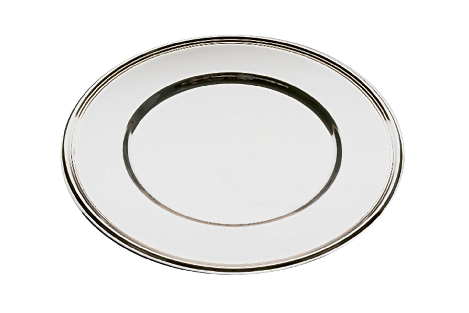 APS Sottopiatto Rotondo Ø33 cm In Acciaio Inox 18/10 Lucido Con Decorazione Sul Bordo