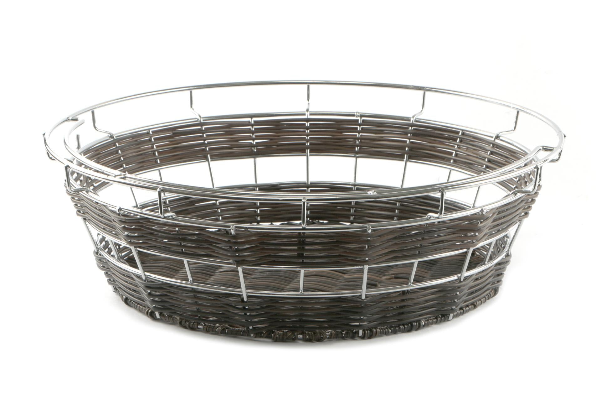 APS Cesta Buffet Tonda Ø40 cm - H.12.5 cm In Polipropilene Marrone Con Filo Cromato