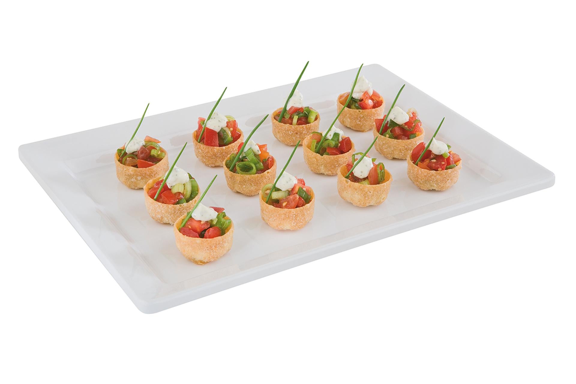 APS Pure Vassoio Rettangolare GN 1/1 - 53 x 32.5 x H.3 cm In Melamina Bianca Infrangibile