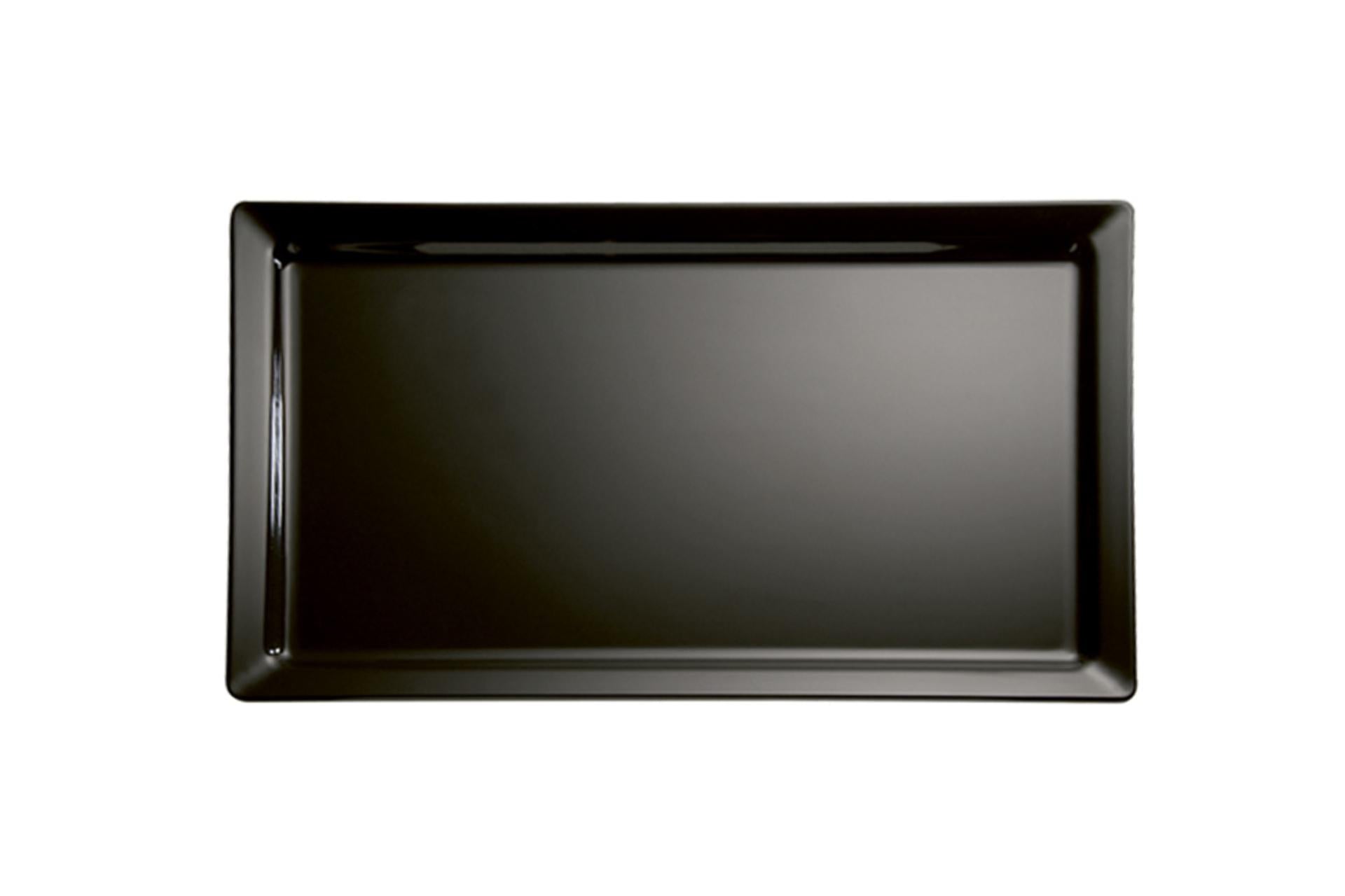 APS Pure Vassoio Rettangolare GN 1/3 - 32,5 x 17,6 x H.3 cm In Melamina Nera Infrangibile