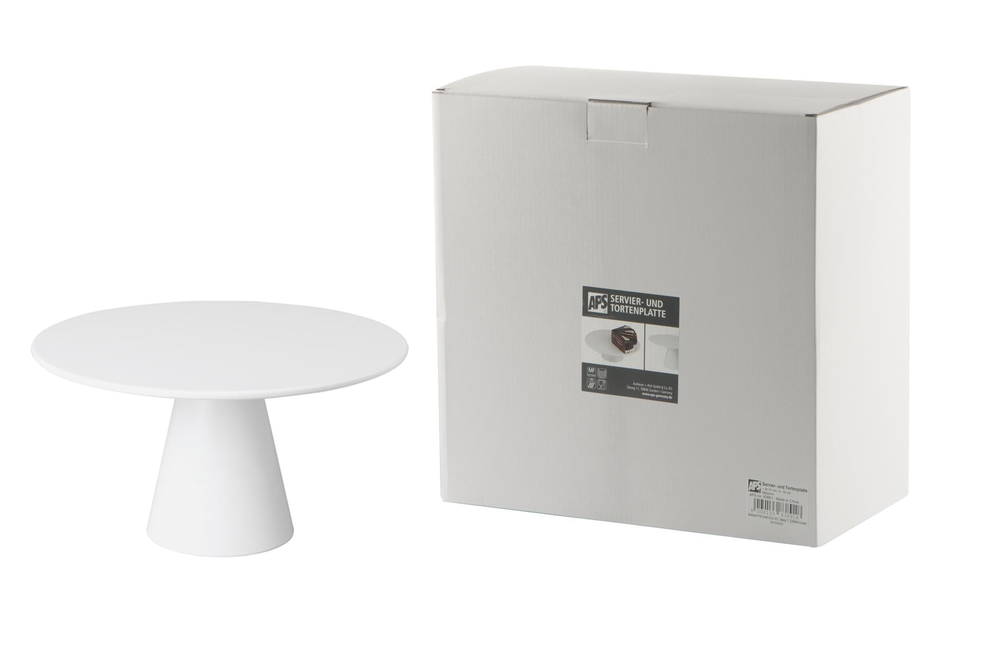 APS Alzata Torta Rotonda Ø31 cm - H.16 cm In Melamina Bianca