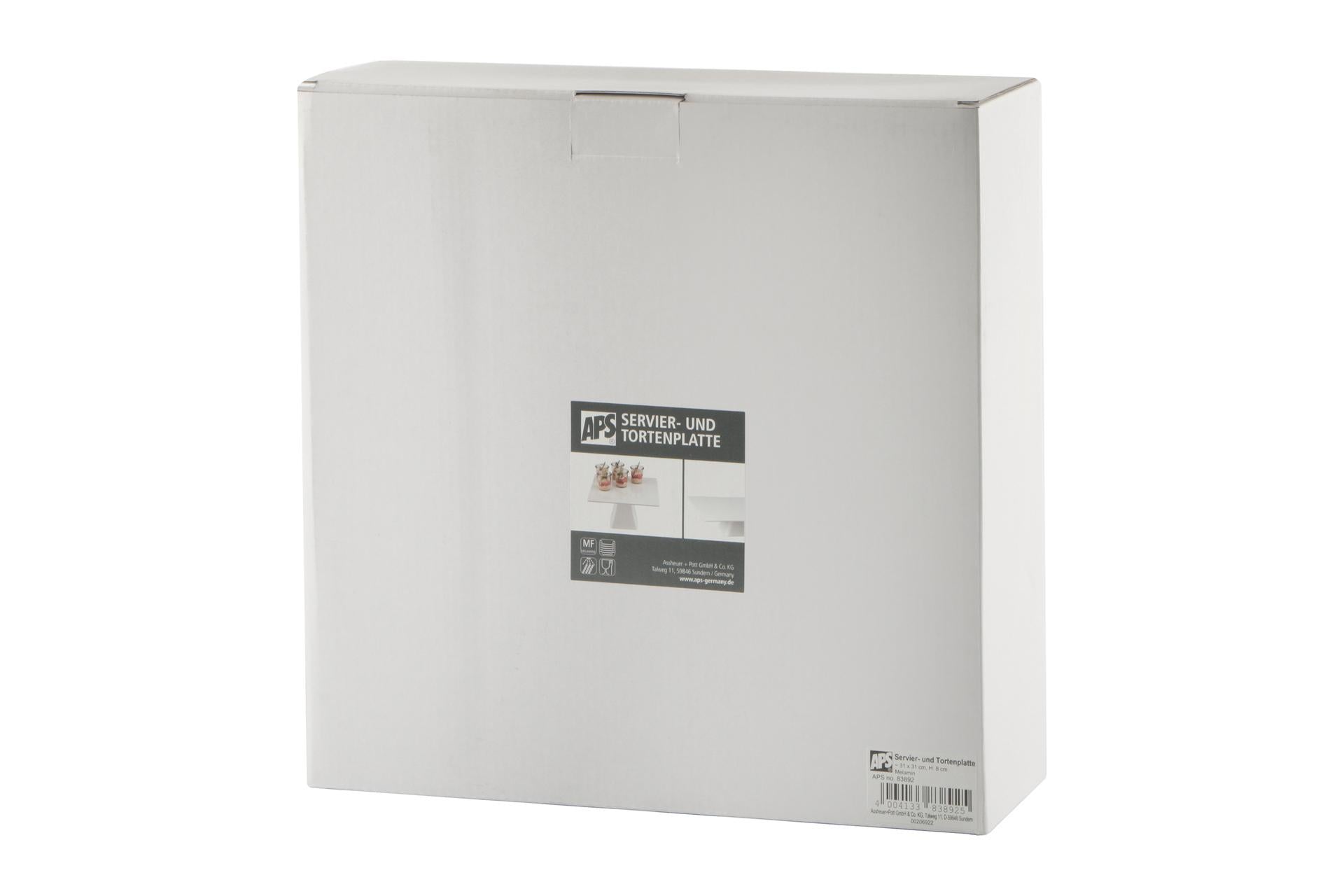 APS Alzata Torta Quadrata 31x31 cm H.8 In Melamina Bianca - Espositore Buffet Robusto 3