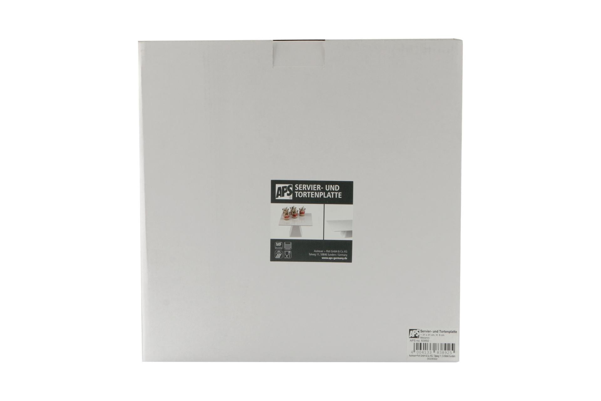 APS Alzata Torta Quadrata 31x31 cm H.8 In Melamina Bianca - Espositore Buffet Robusto 4