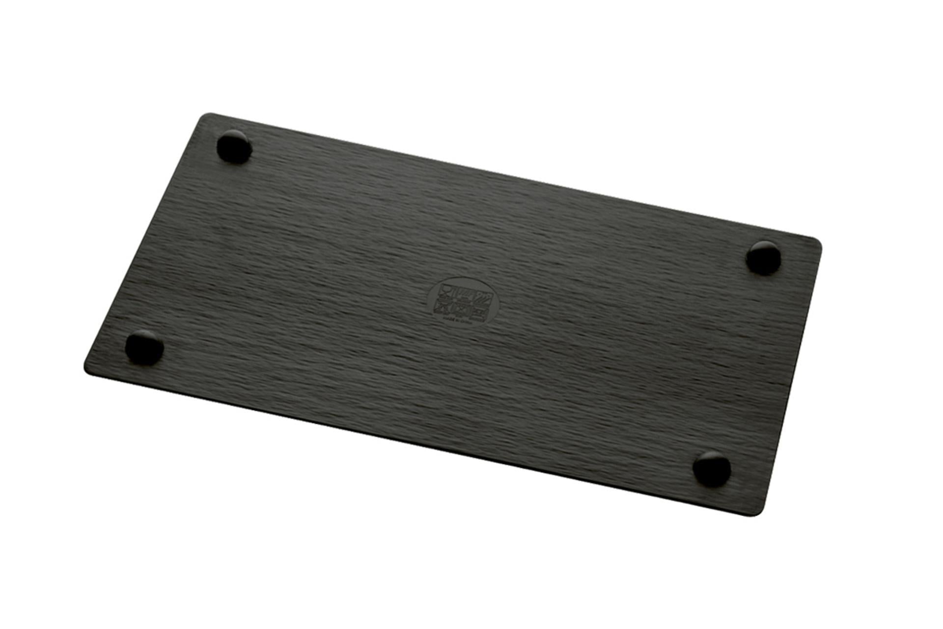 APS Vassoio In Melamina Nera Effetto Ardesia GN 1/1 - 53 x 32,5 cm H.1.2 Con Piedini Antiscivolo