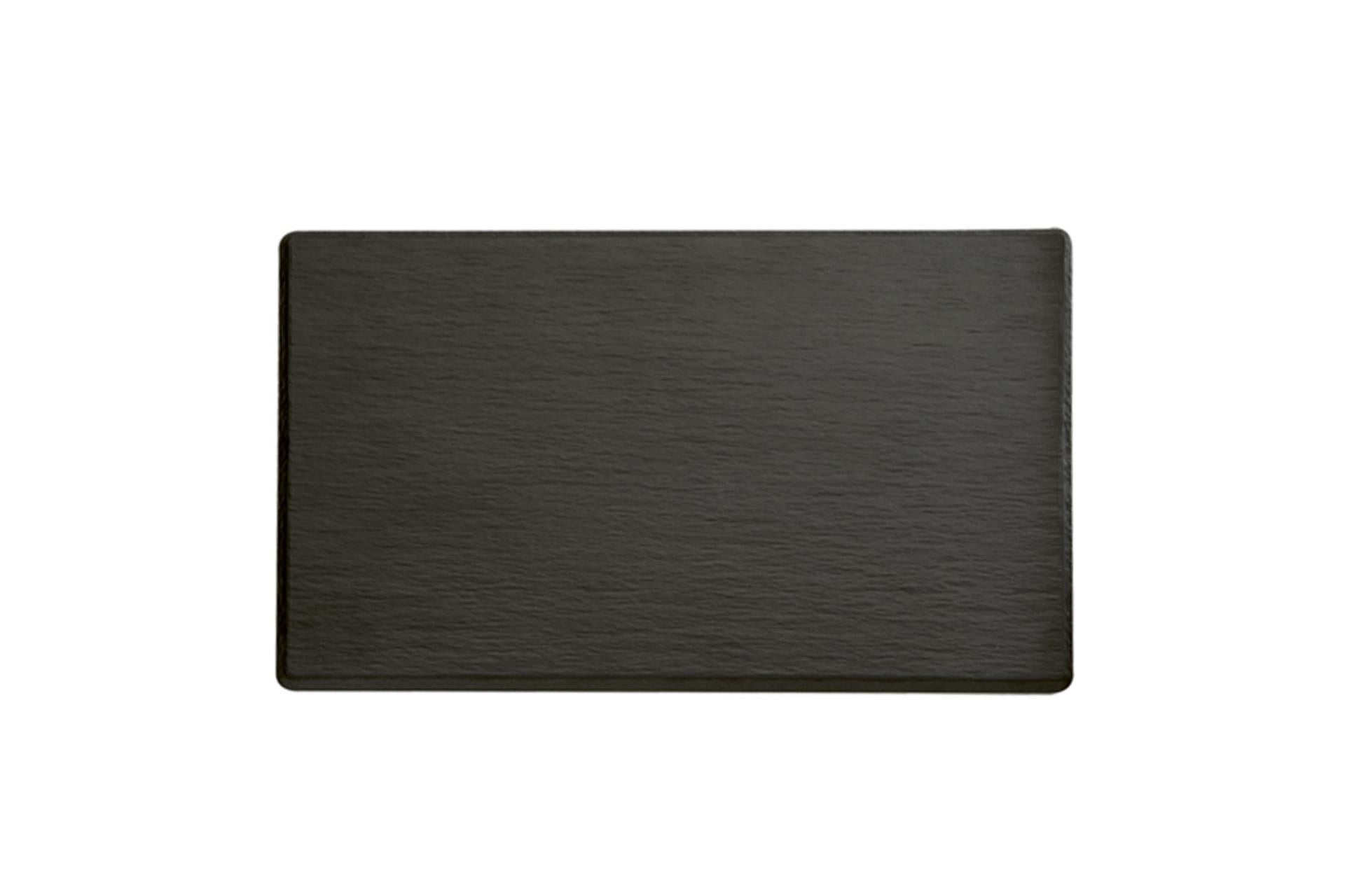 APS Vassoio In Melamina Nera Effetto Ardesia GN 1/4 - 26,5 x 16,2 cm Con Piedini Antiscivolo