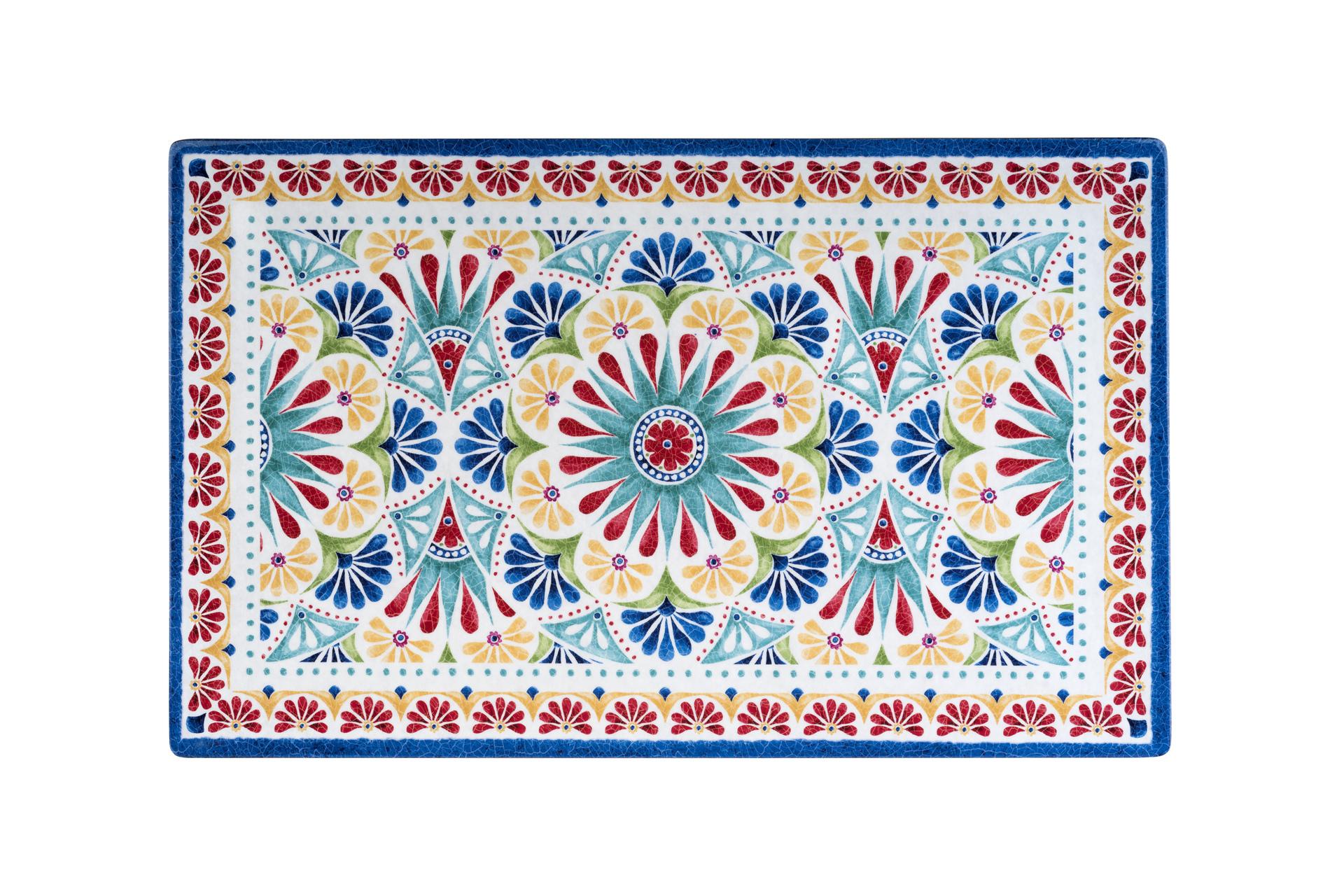 APS Arabesque Vassoio Decorato In Melamina GN 1/1 - 53 x 32.5 cm H.2 Con Piedini Antiscivolo