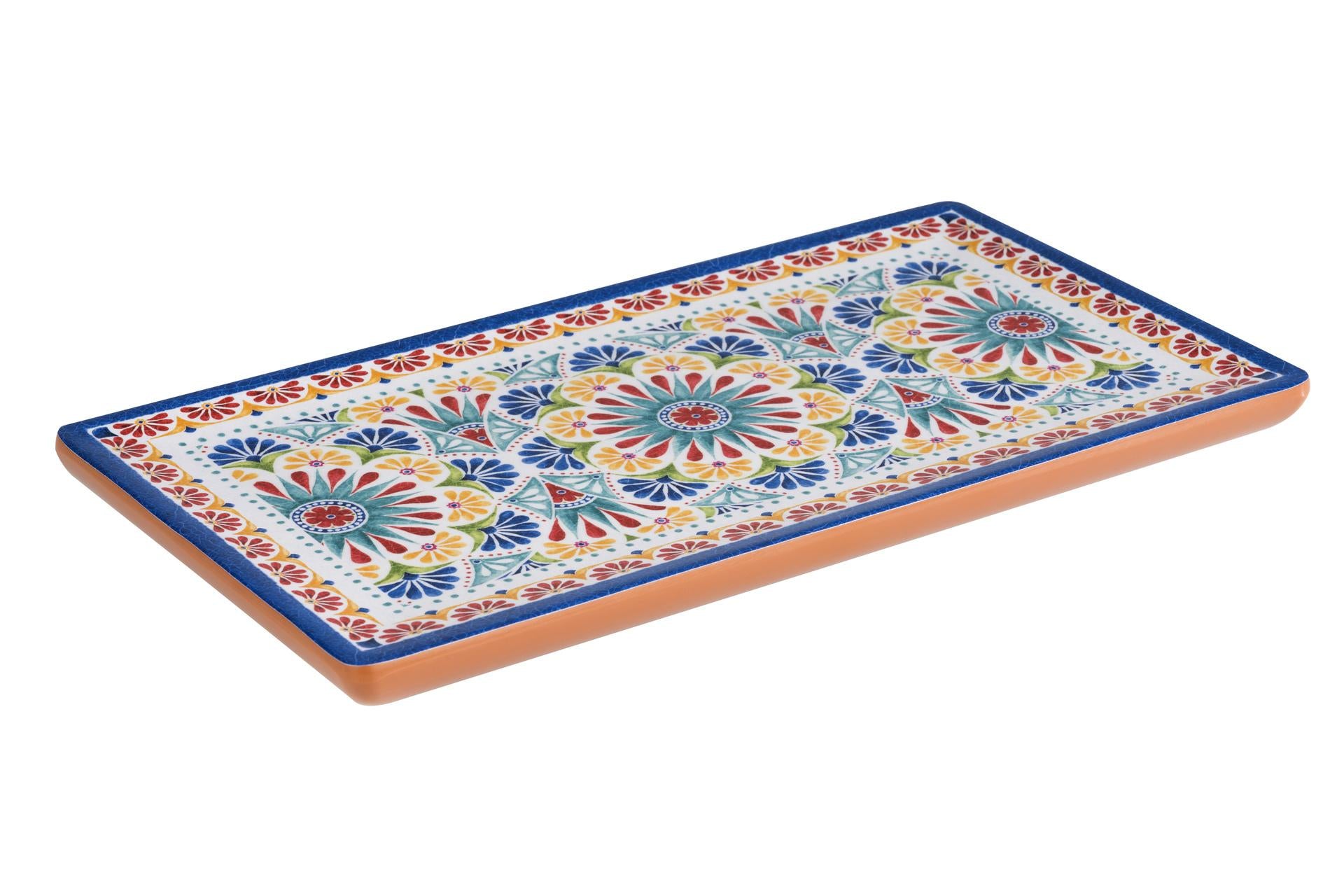 APS Arabesque Vassoio Decorato In Melamina GN 1/3 - 32,5 x 17,6 cm H.2 Con Piedini Antiscivolo