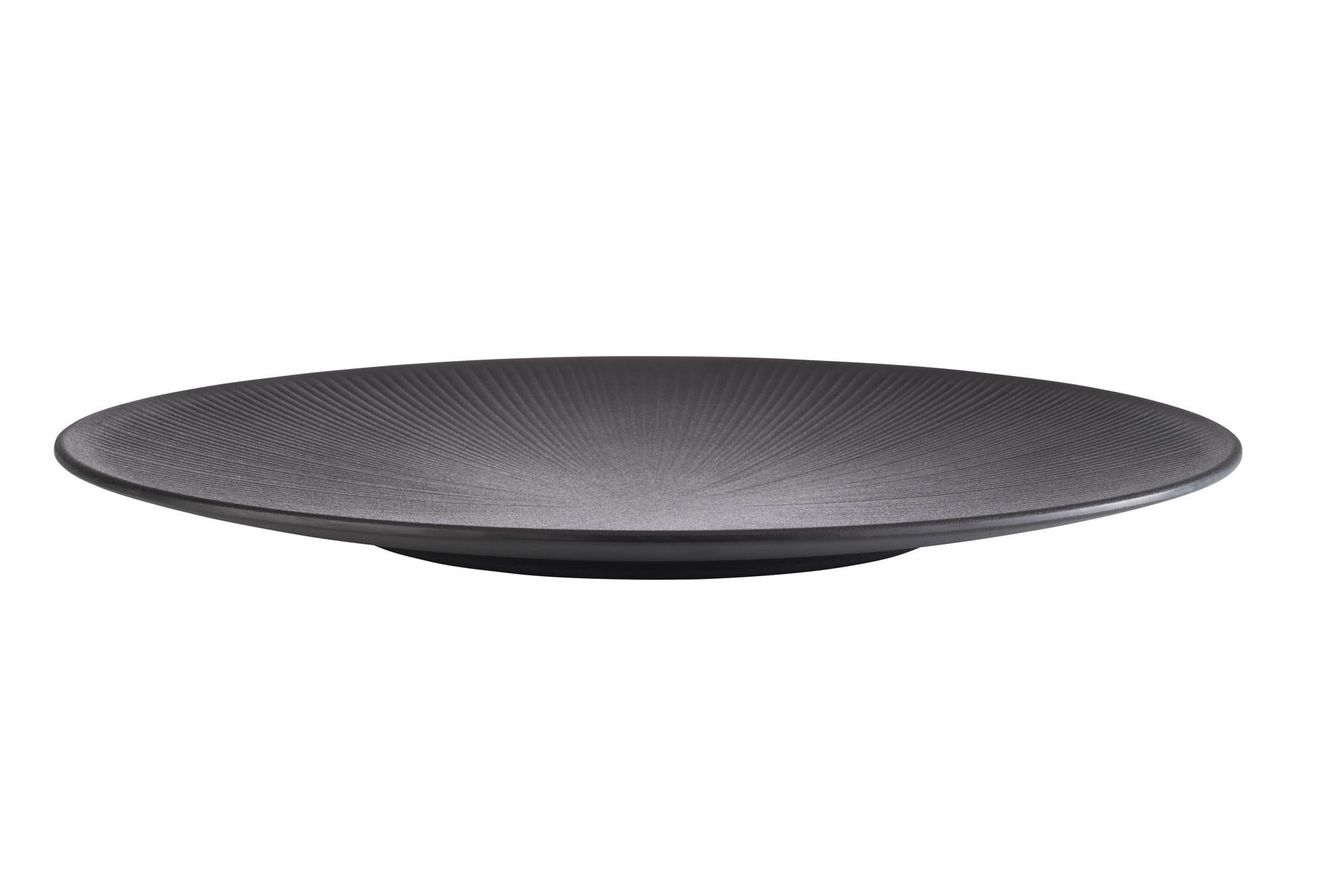 APS Piatto Rotondo Nero Ø42 cm - H.3.5 cm In Melamina di Alta Qualità - Set 6 Pz