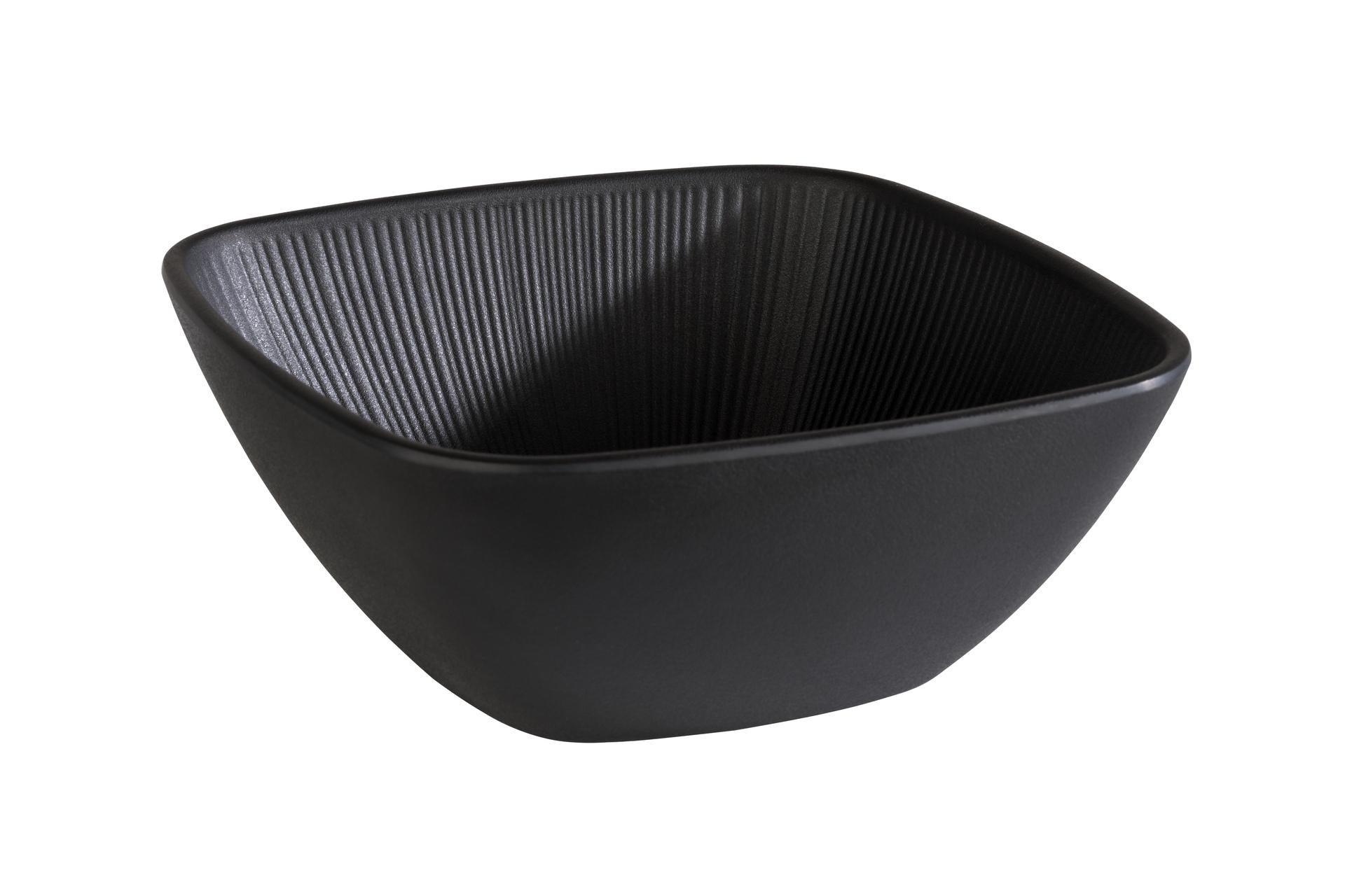 APS Ciotola Quadrata 1.5 Litri - 19.5 x 19.5 x H.8 cm In Melamina Nera, Lavabile in Lavastoviglie - Set 6 Pz