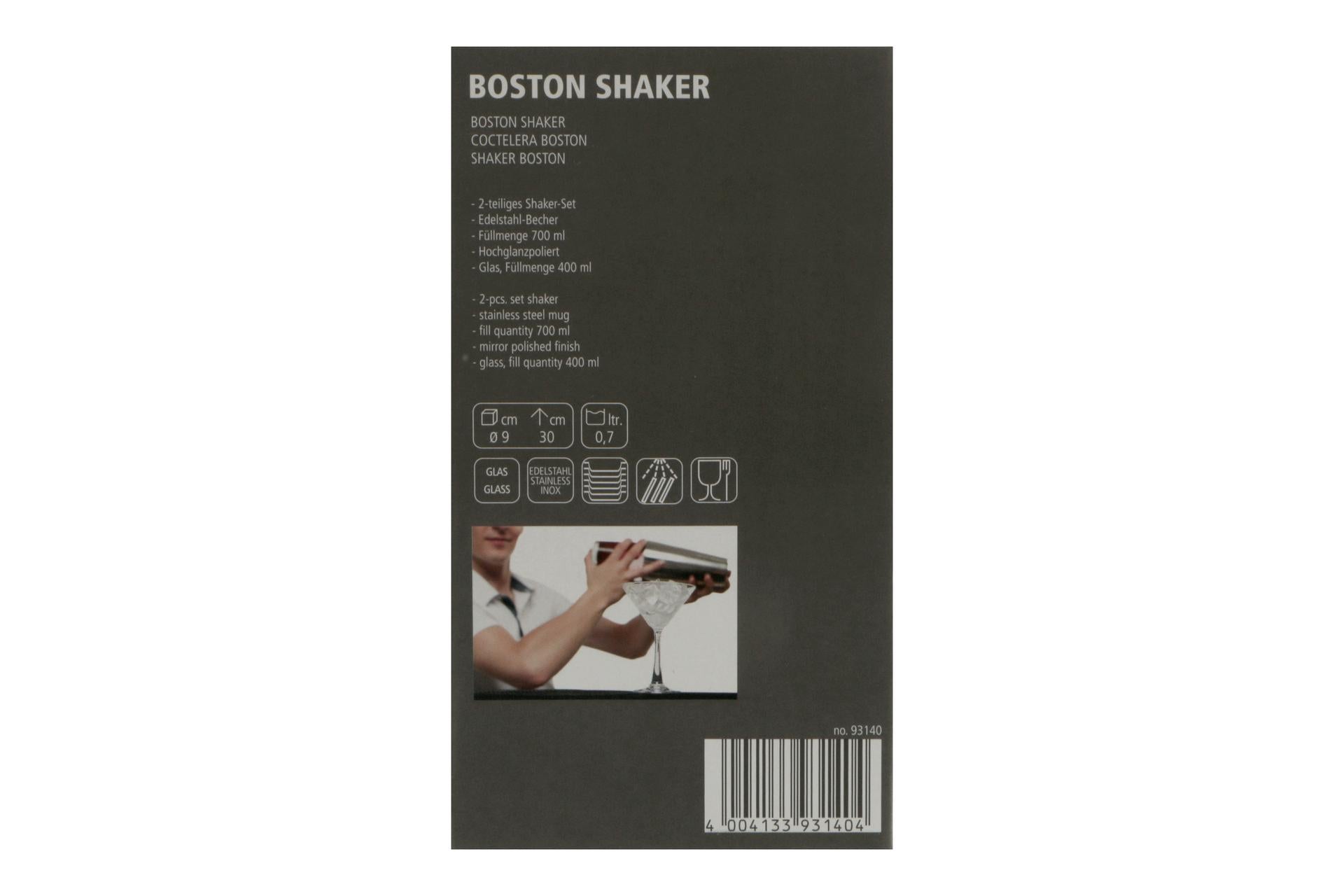 APS Shaker Boston 2 Pezzi Inox 700 ml e Vetro 400 ml - Ø9 cm H.30 cm 6