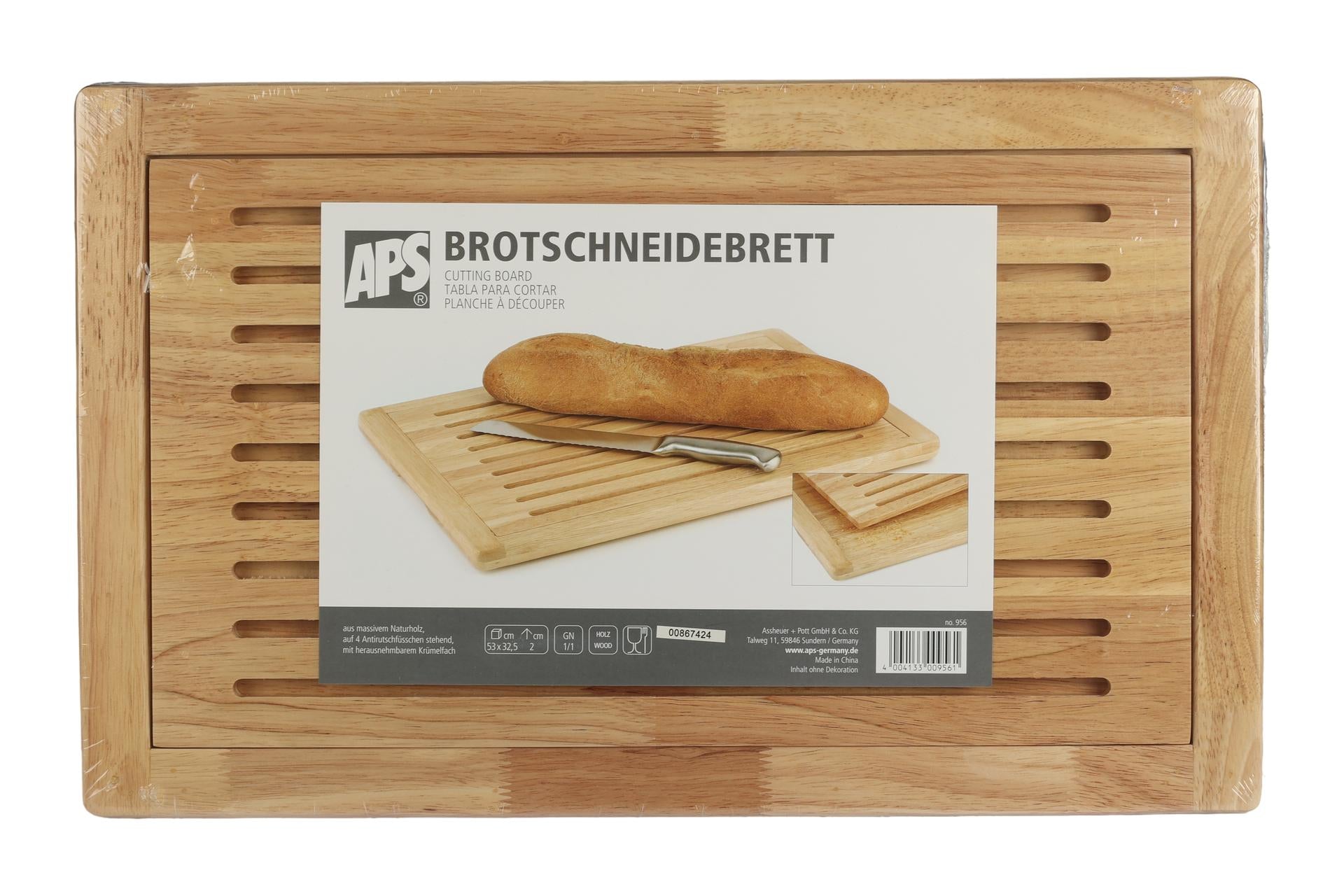 APS Tagliere GN 1/1 H.2 cm - 53 x 32 cm In Legno Con Ripiano Griglie di Pane e Piedini Antiscivolo 4