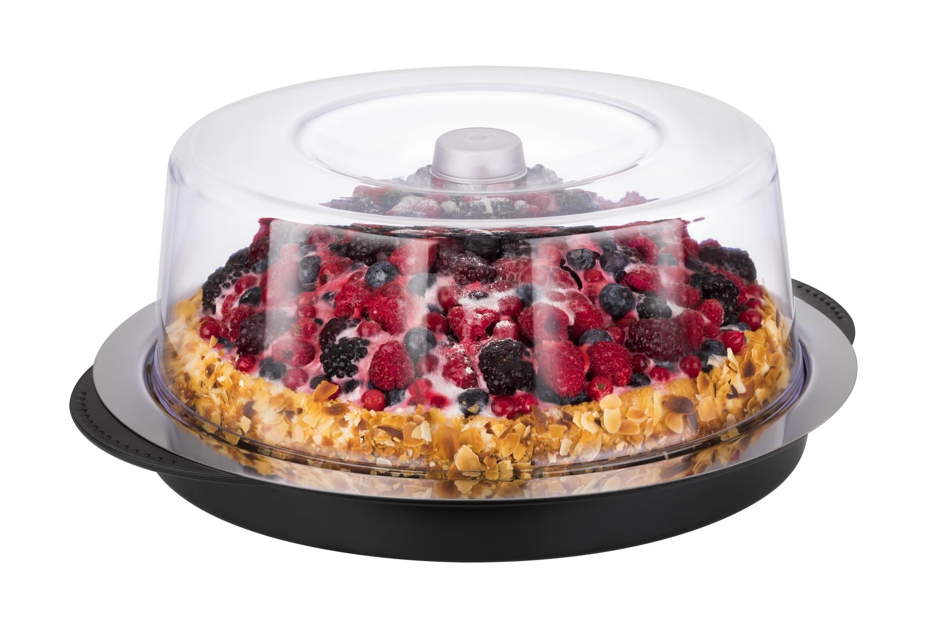 APS Vassoio Termico Rotondo Ø35 cm - H15 cm In Acciaio Inox Con Coperchio Trasparente e Accessori di Trasporto