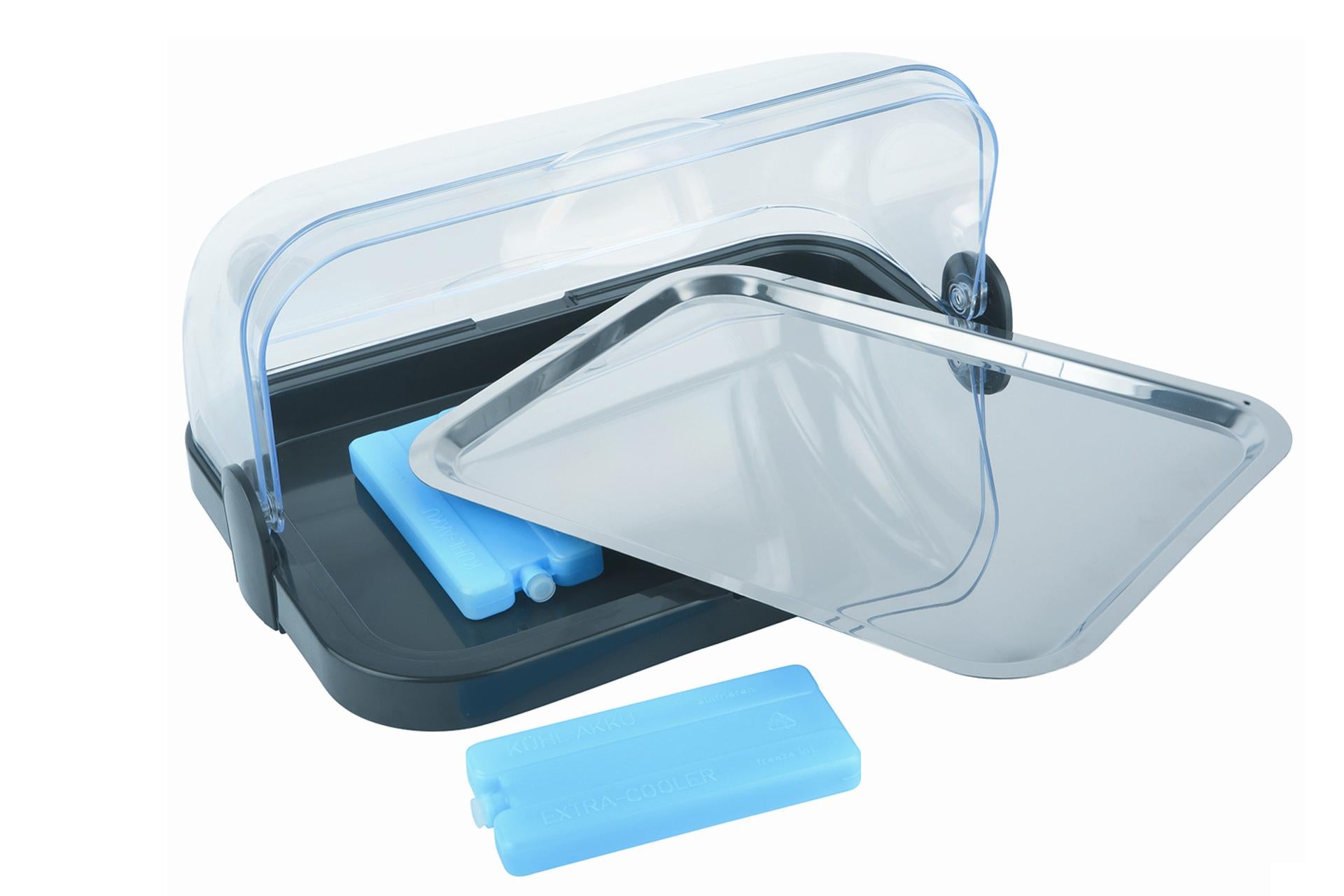 APS Vetrinetta da Banco H.20.5 cm - 44 x 32 cm Con Vassoio Inox 39 x 28 cm e 2 Pastiglie Ghiaccio Sintetico