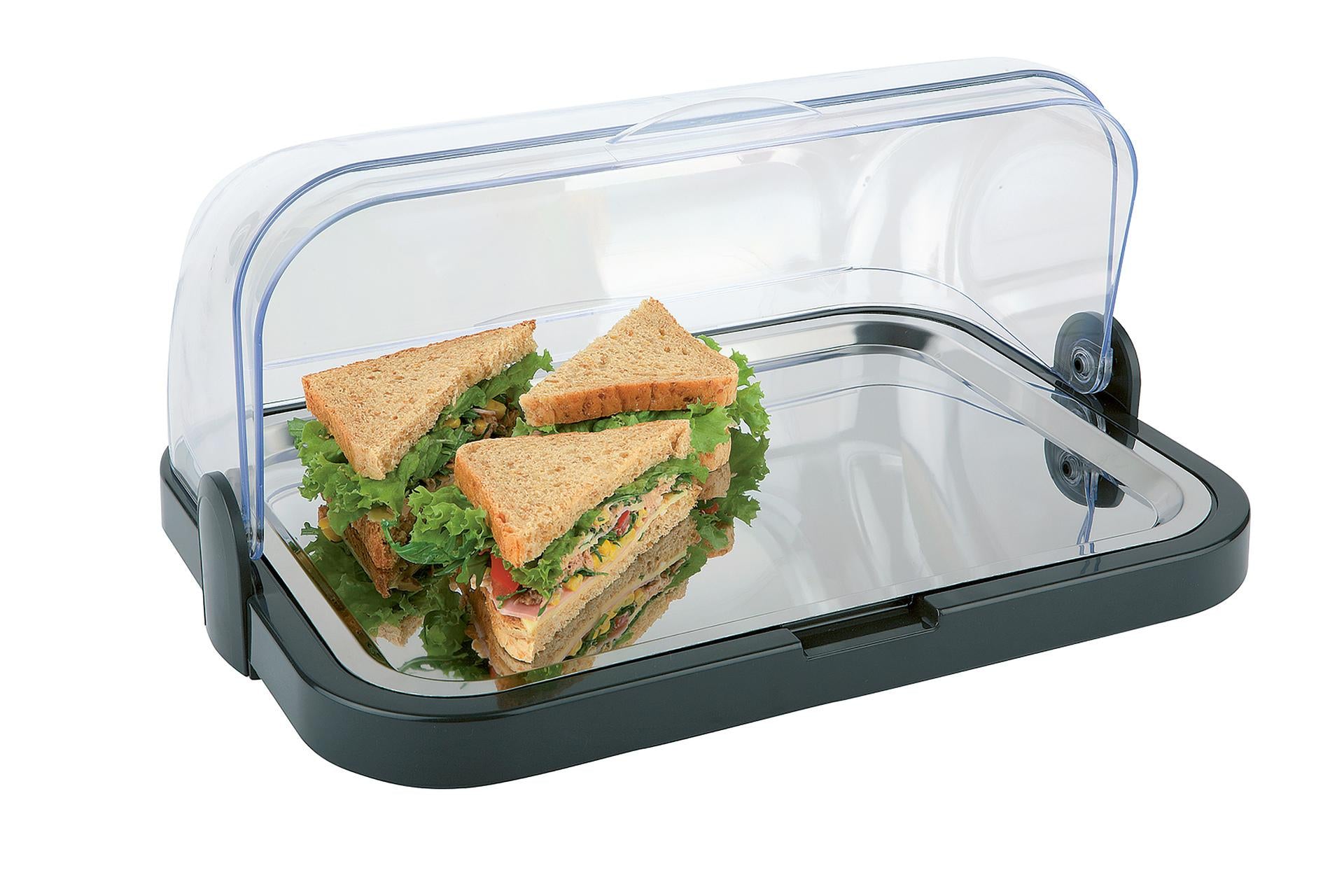 APS Vetrinetta da Banco H.20.5 cm - 44 x 32 cm Con Vassoio Inox 39 x 28 cm e 2 Pastiglie Ghiaccio Sintetico