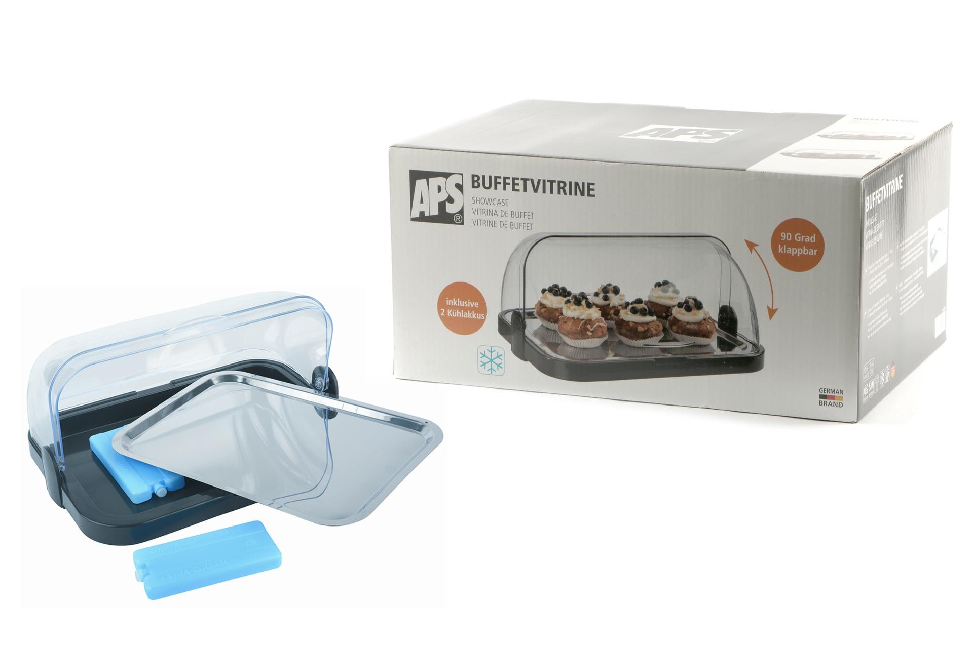 APS Vetrinetta da Banco H.20.5 cm - 44 x 32 cm Con Vassoio Inox 39 x 28 cm e 2 Pastiglie Ghiaccio Sintetico 3