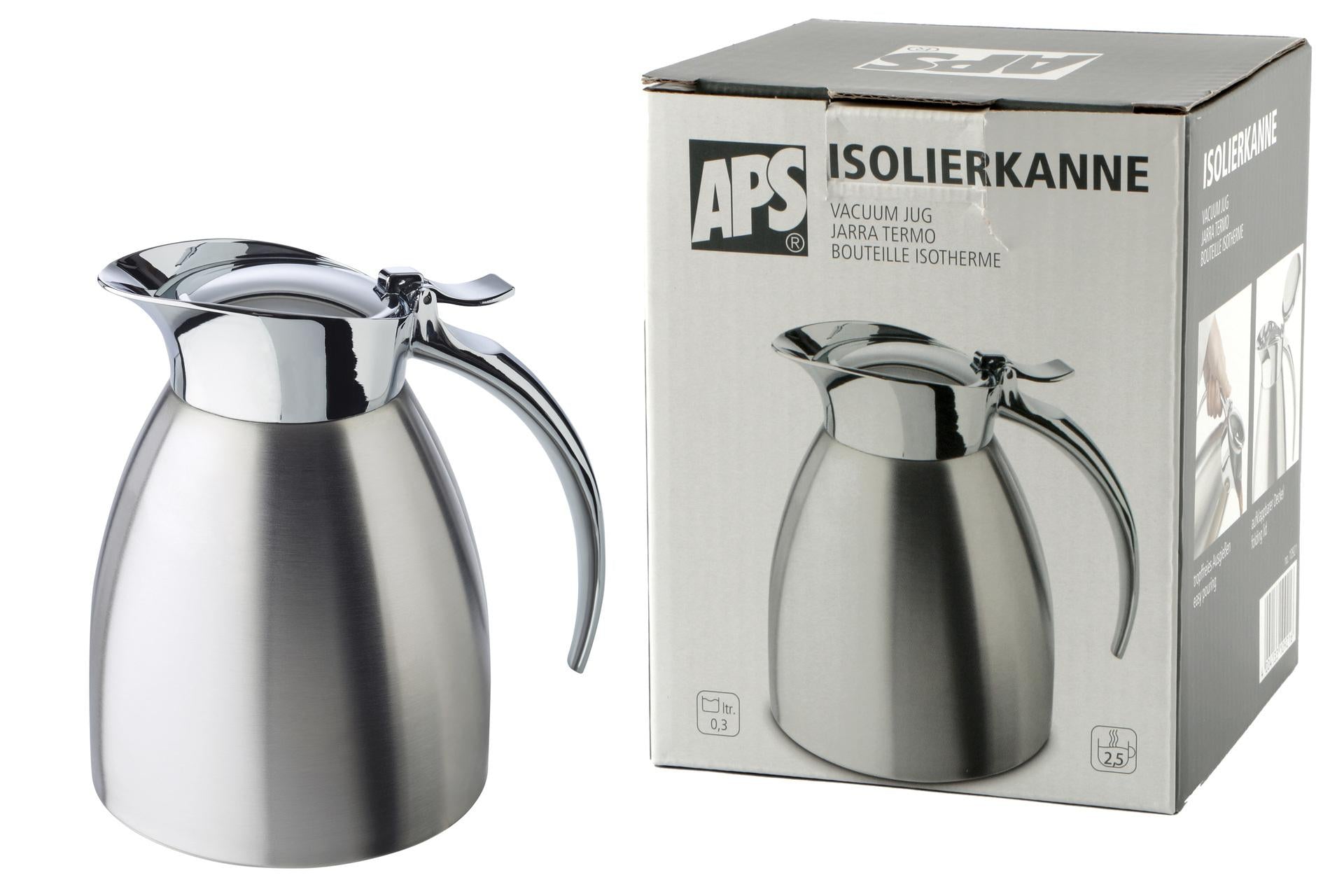 APS Caraffa Isotermica Satinata Inox a Doppia Parete 0.3 L - Ø10.5 x H.13 cm