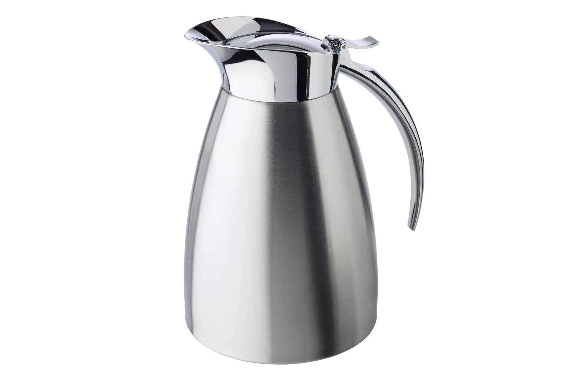 APS Caraffa Isotermica Inox Satinata - 1.0 L, Doppia Parete, Parte Superiore Lucida, 13 x H.19.5 cm