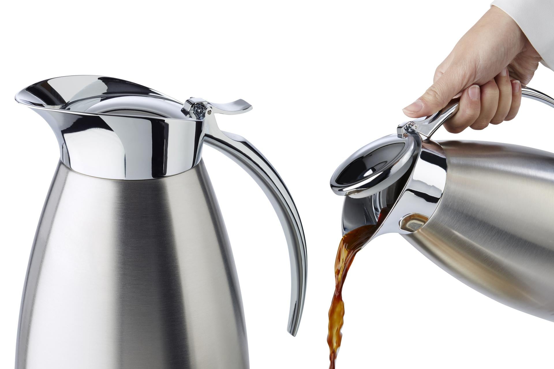 APS Caraffa Isotermica Inox Satinata - 1.0 L, Doppia Parete, Parte Superiore Lucida, 13 x H.19.5 cm
