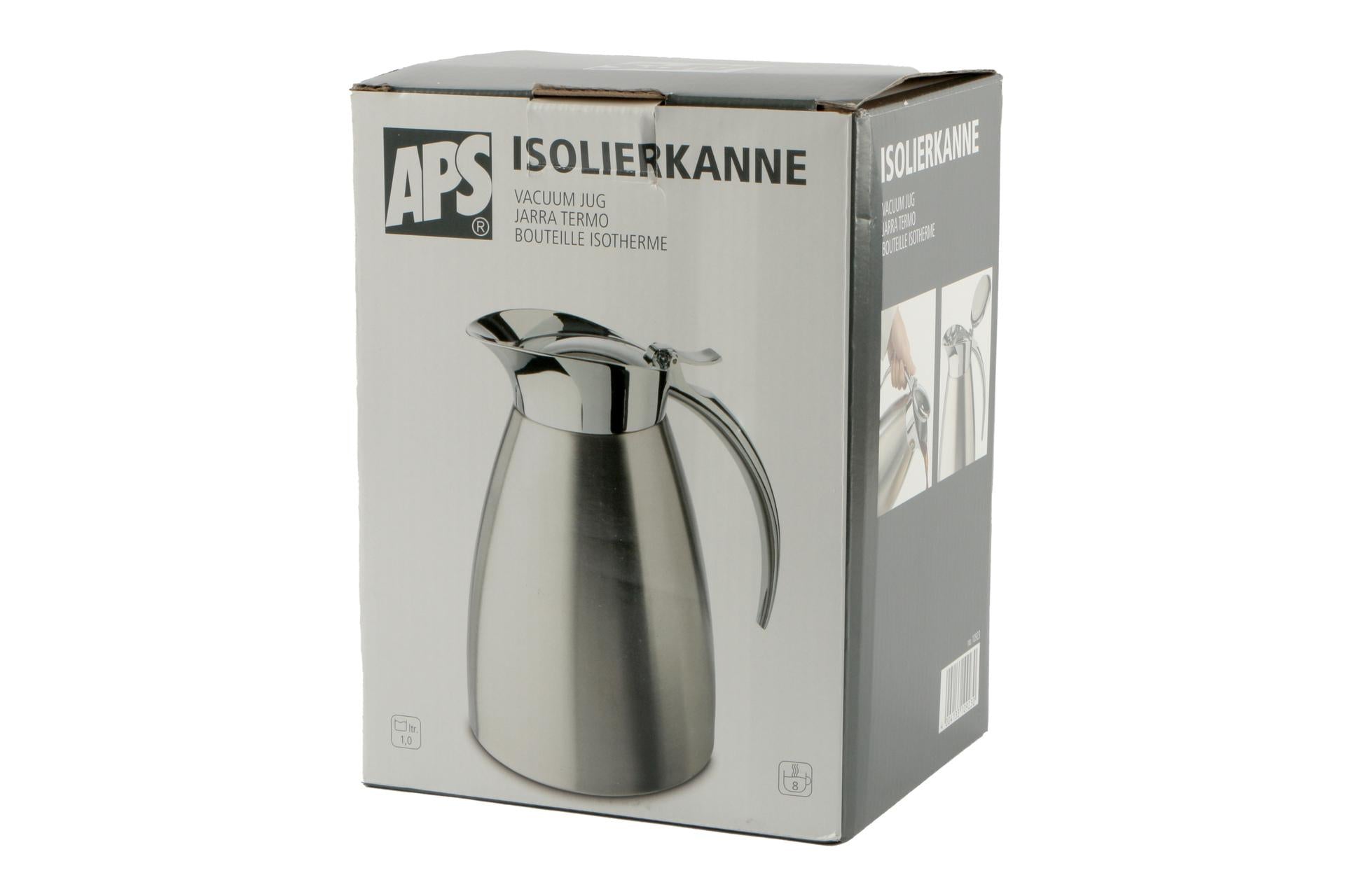 APS Caraffa Isotermica Inox Satinata - 1.0 L, Doppia Parete, Parte Superiore Lucida, 13 x H.19.5 cm 4