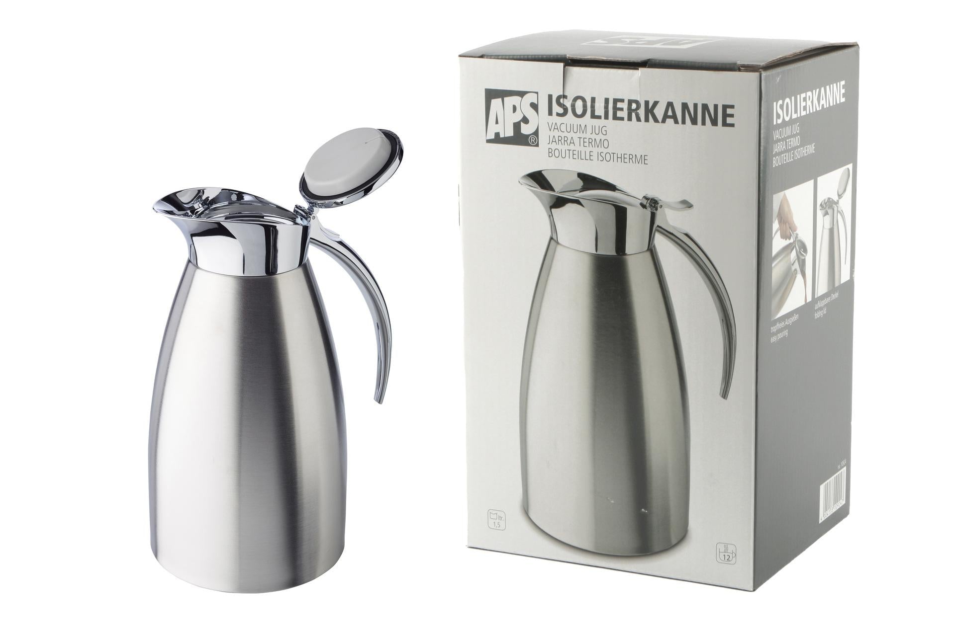 APS Caraffa Isotermica Inox Satinata a Doppia Parete 1.5L - Ø13 x H.23.5 cm Con Parte Superiore Lucida 3