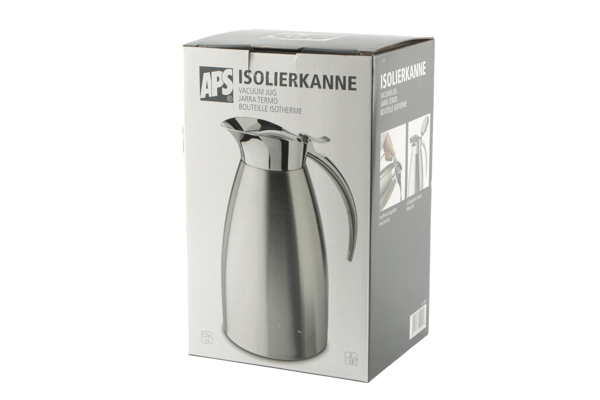 APS Caraffa Isotermica Inox Satinata a Doppia Parete 1.5L - Ø13 x H.23.5 cm Con Parte Superiore Lucida 4