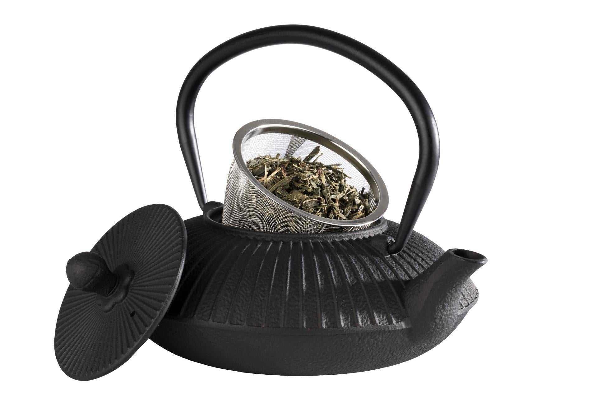 APS Asia Teiera In Ghisa Smaltata Interno Nero - 0.8 Litri, 19.5 x 18 x H.15 cm