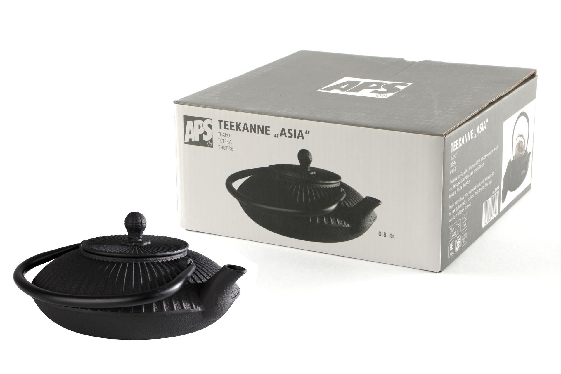 APS Asia Teiera In Ghisa Smaltata Interno Nero - 0.8 Litri, 19.5 x 18 x H.15 cm 3