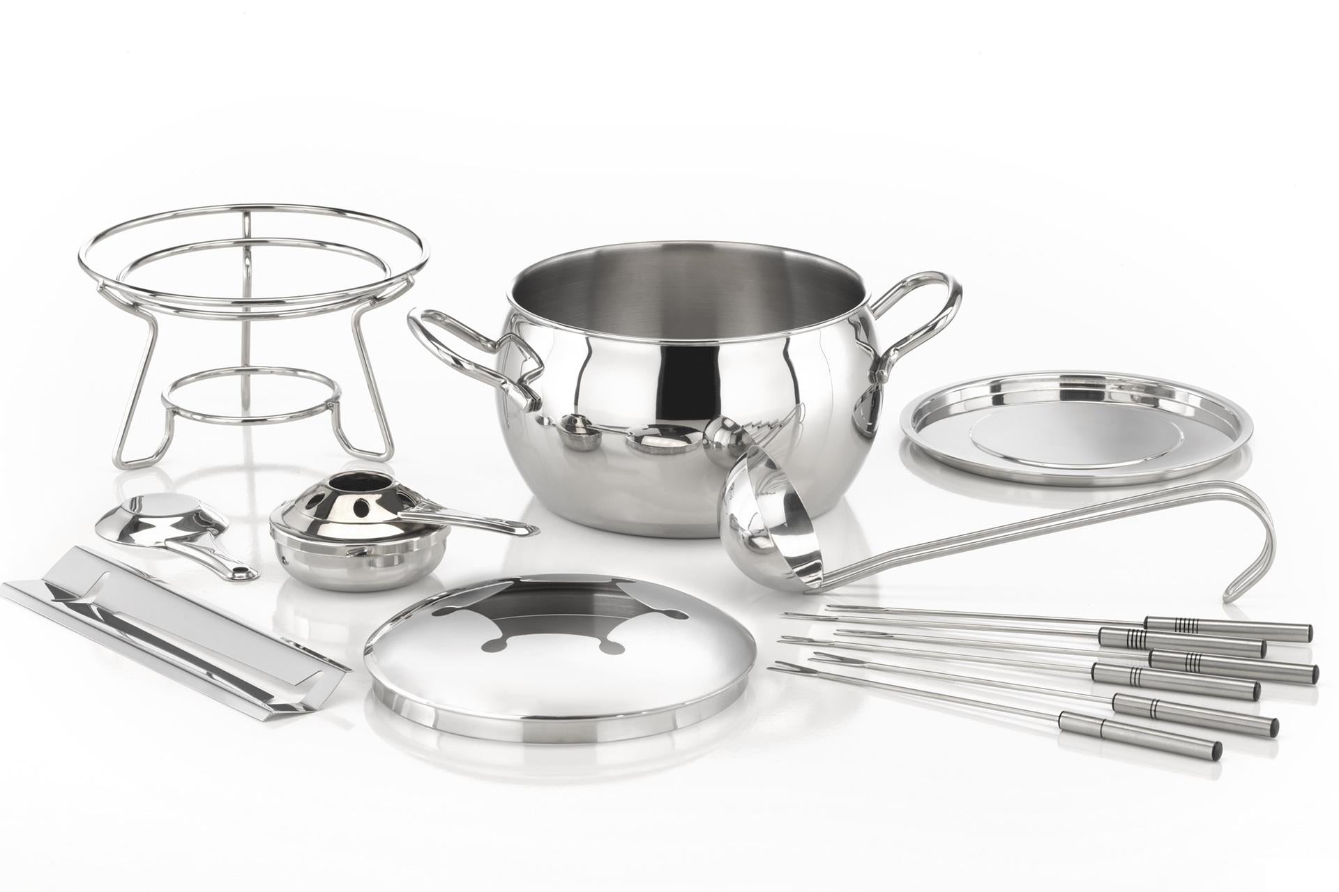 APS Set Fonduta e Punch 13 Pezzi Ø22 cm - H.23 cm 2.2L In Acciaio Inox e Polipropilene