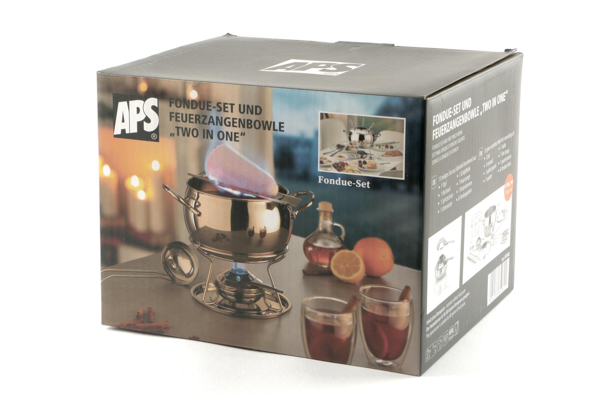 APS Set Fonduta e Punch 13 Pezzi Ø22 cm - H.23 cm 2.2L In Acciaio Inox e Polipropilene 6