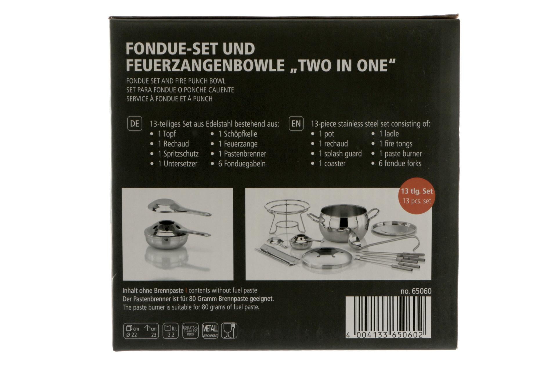 APS Set Fonduta e Punch 13 Pezzi Ø22 cm - H.23 cm 2.2L In Acciaio Inox e Polipropilene 8