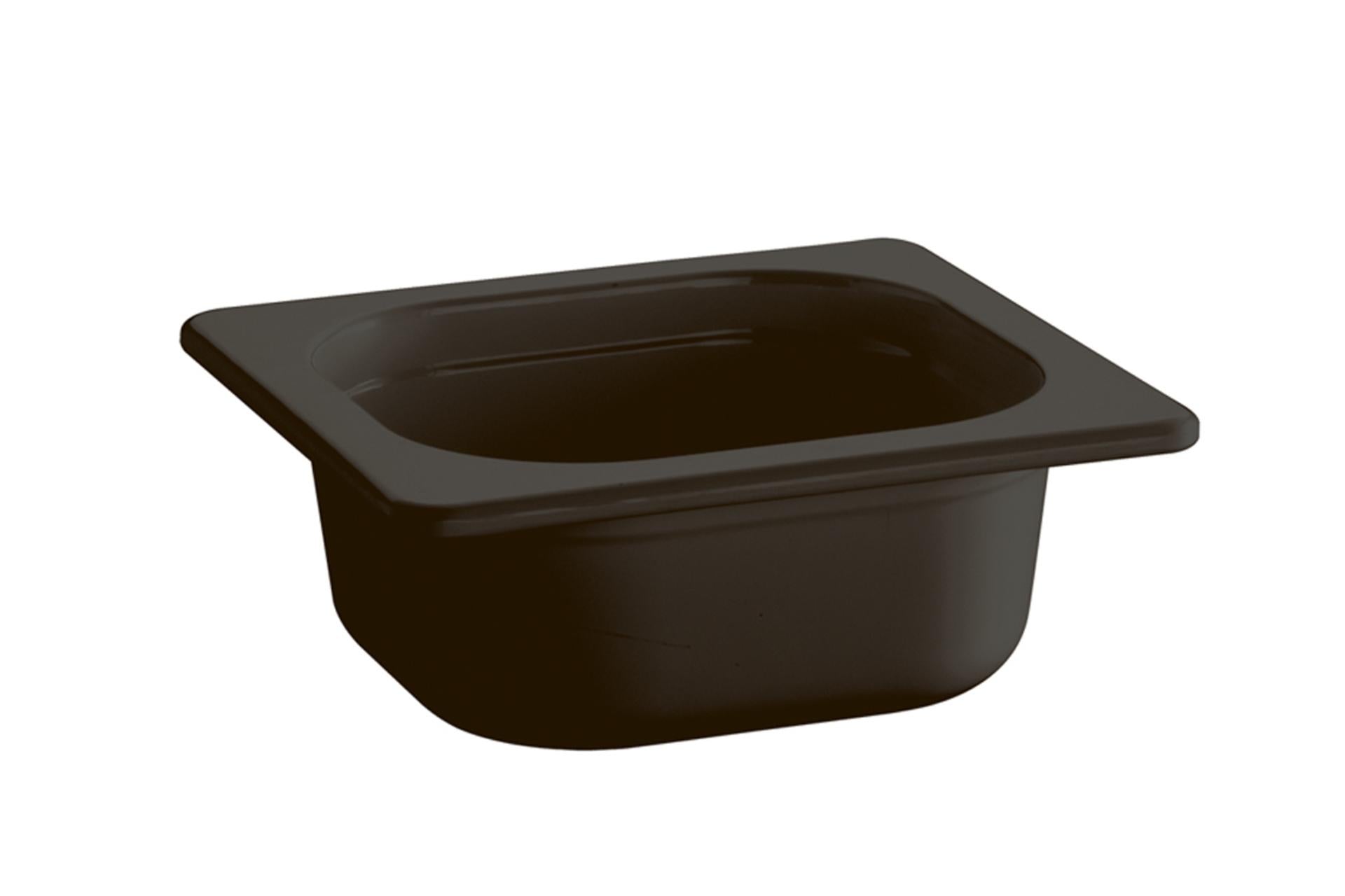 APS Ecoline Contenitore GN 1/6 H.6.5 cm - 17.6 x 16.2 cm 0.8 Litri In Melamina Nero Impilabile 1