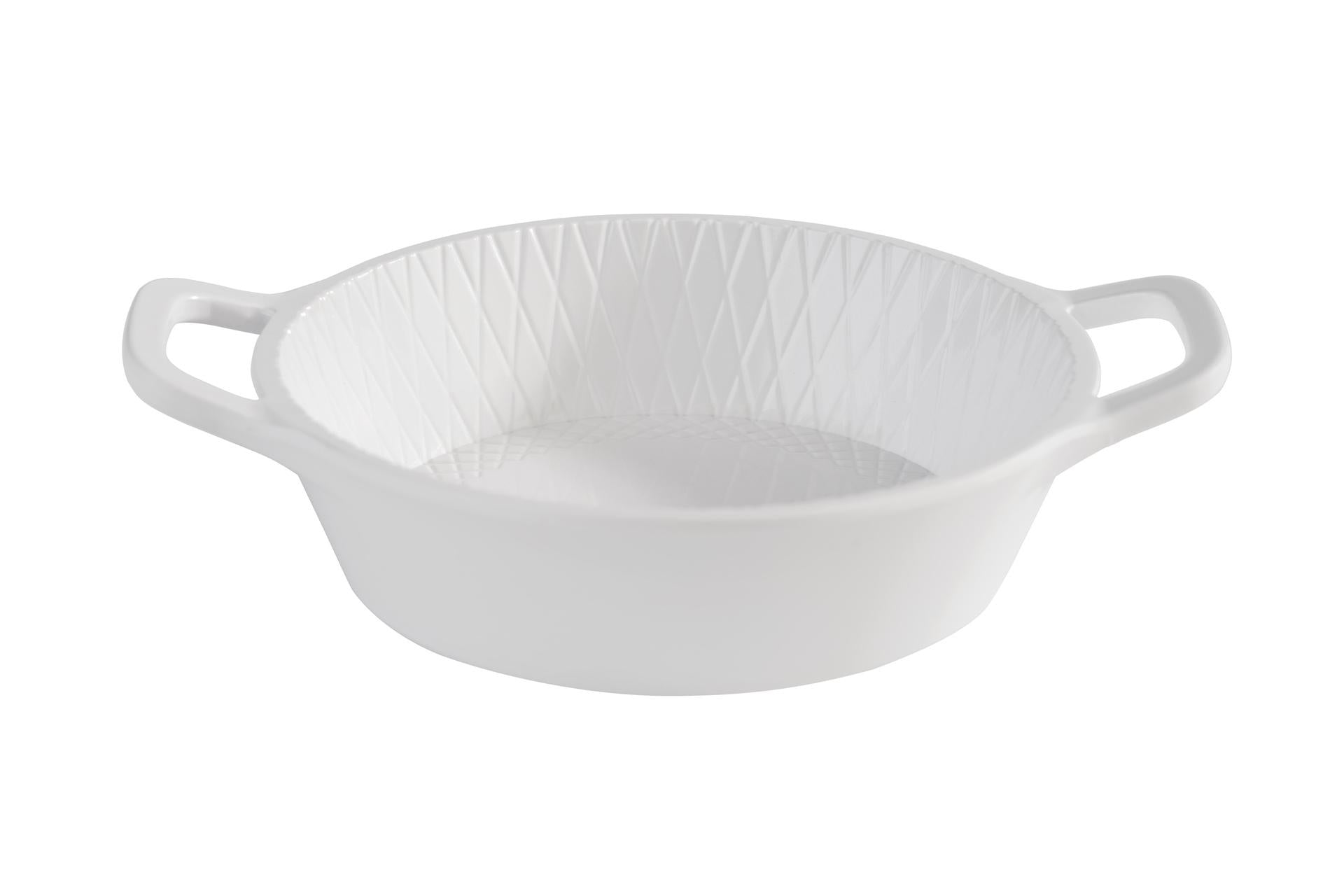 APS Mini-Tegamino Finger In Melamina Bianca Con Manici - 8.5 x H.2.5 cm, Impilabile