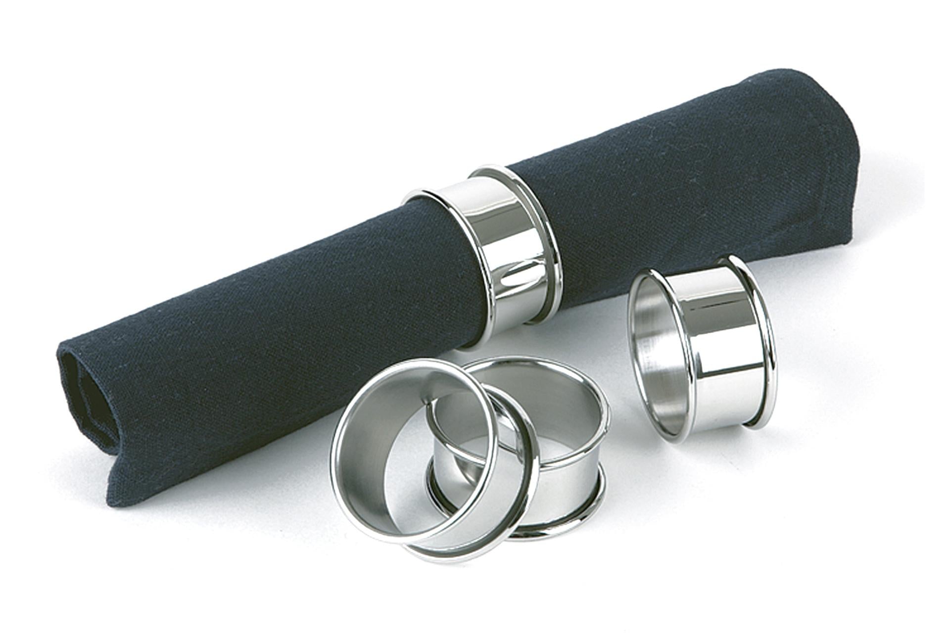 APS Set 4 Portatovaglioli In Acciaio Inox Ø4.7 cm - H.2.5 cm Alta Lucidatura - Set 4 Pz