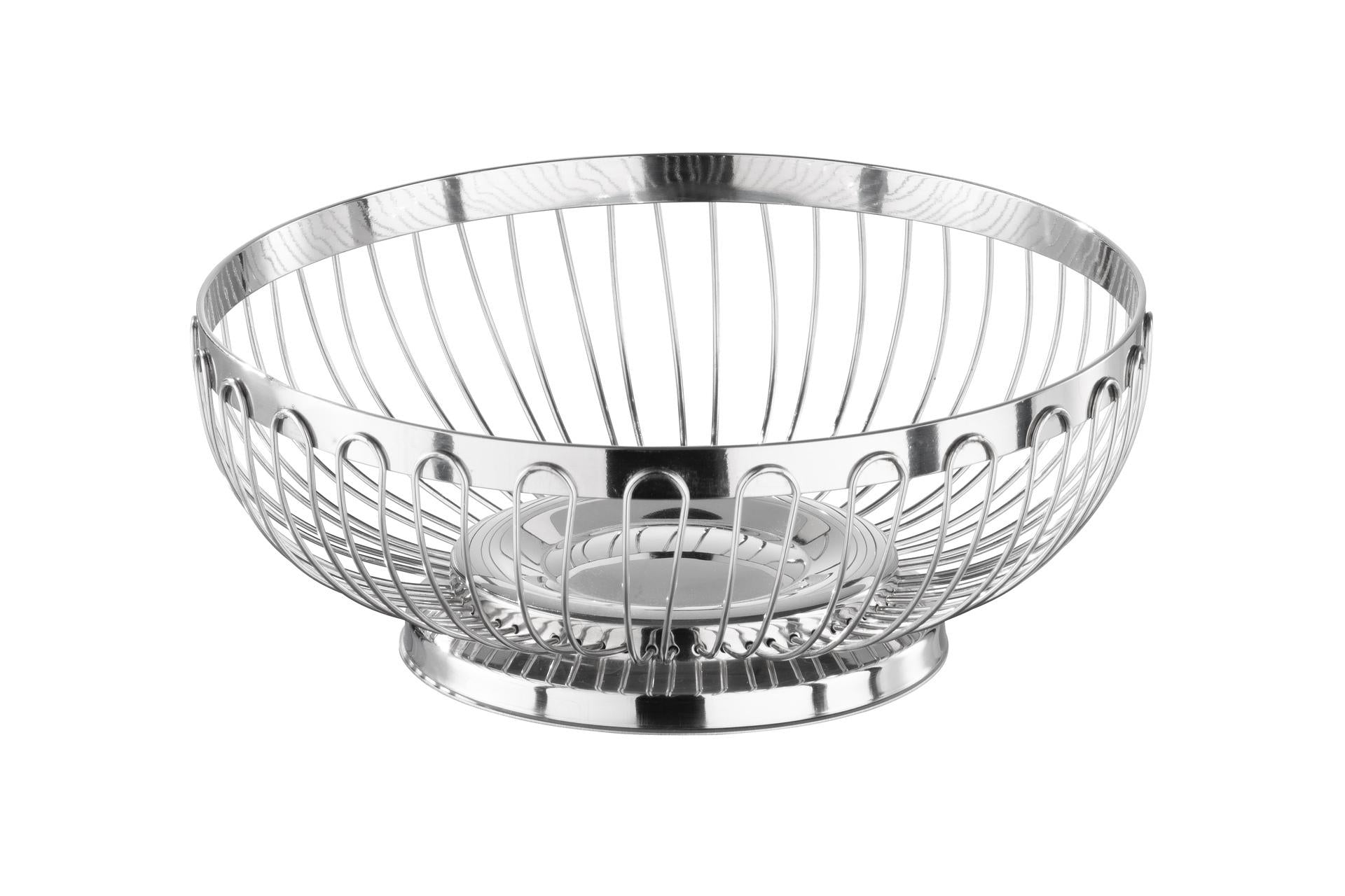 APS Cestino Pane Rotondo Ø20.5 cm - H.8.5 cm In Filo di Acciaio Inox