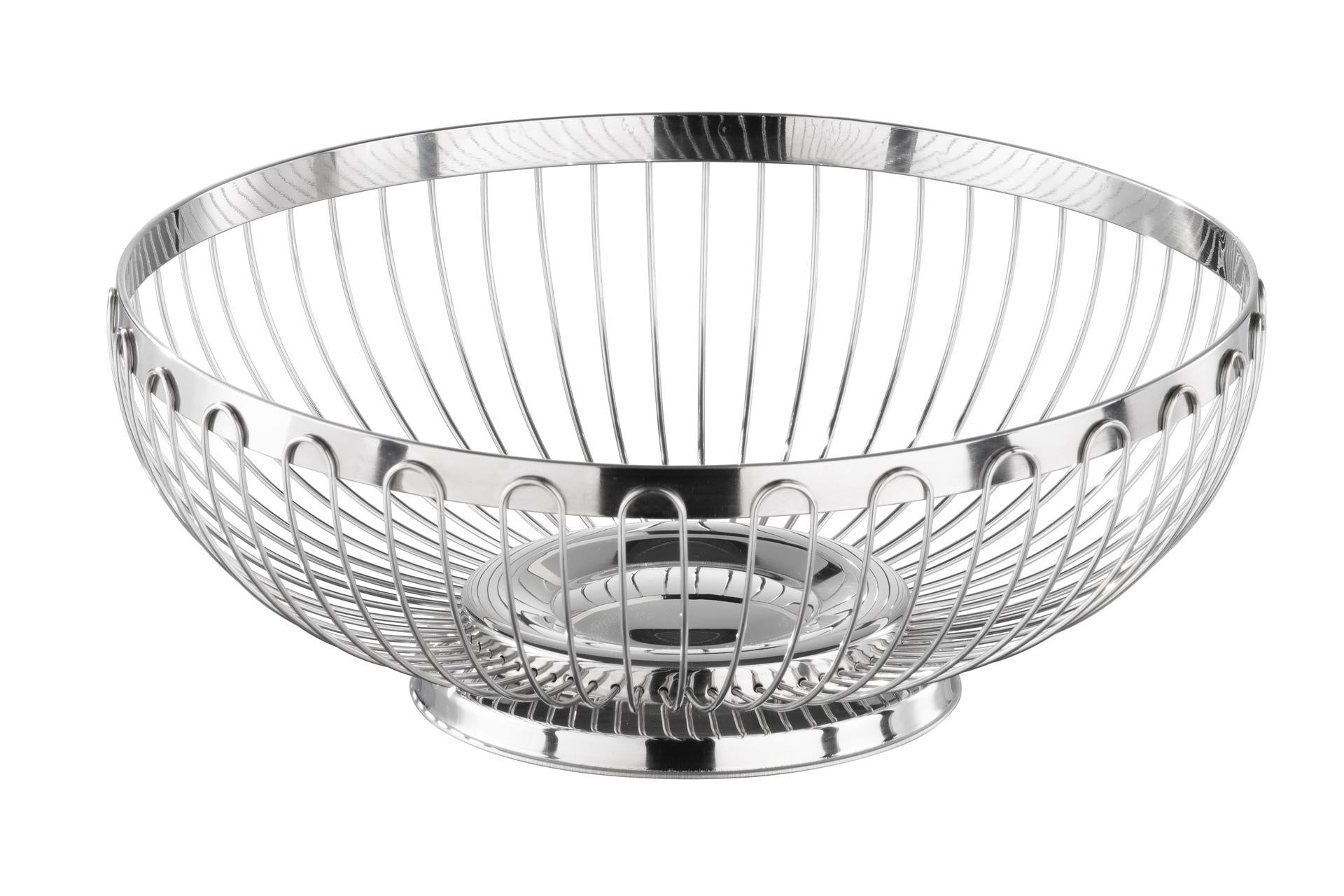 APS Cestino Pane Rotondo Ø25.5 cm - H.9.5 cm In Filo di Acciaio Inox