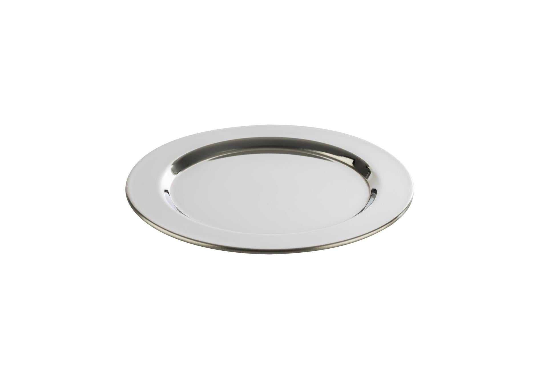 APS Set 6 Sottobicchieri Tondi Ø12 cm In Acciaio Inox 18/10 Lucido Con Bordo Arrotondato - Set 6 Pz