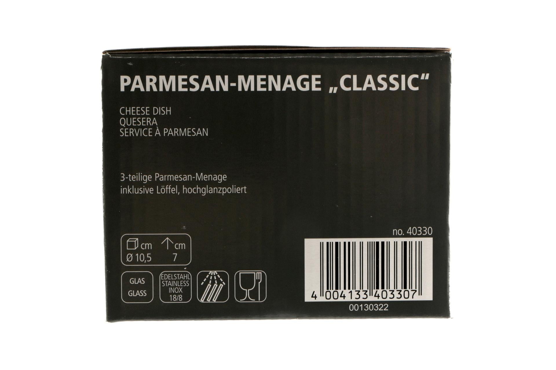 APS Classic Formaggiera Ø10.5 cm - H.7 cm In Acciaio Inox 18/8 e Vetro Con Cucchiaio 5