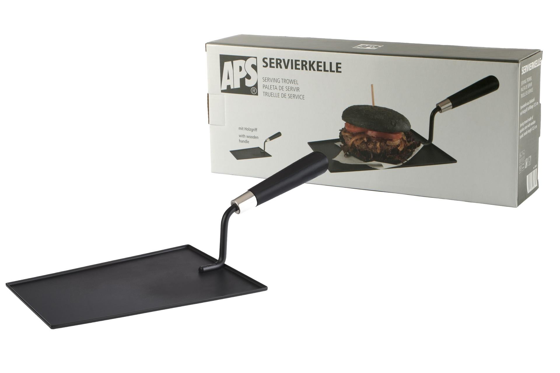 APS Paletta da Servizio Forma Cazzuola Nero - Piatto 23.5 x 15.5 cm, Totale 37 x 15.5 cm, H 12.5 cm Con Manico In Legno 3