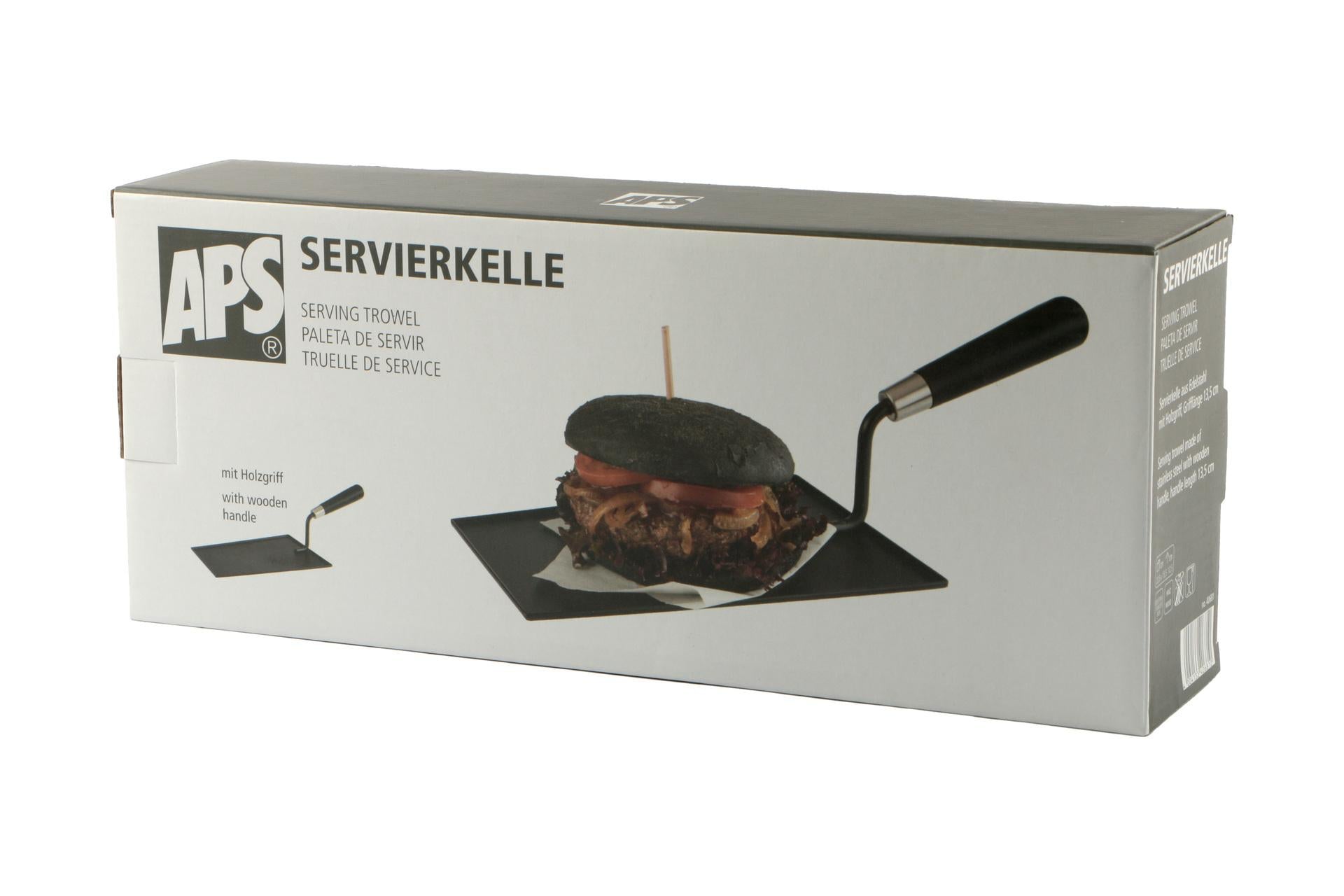 APS Paletta da Servizio Forma Cazzuola Nero - Piatto 23.5 x 15.5 cm, Totale 37 x 15.5 cm, H 12.5 cm Con Manico In Legno 4