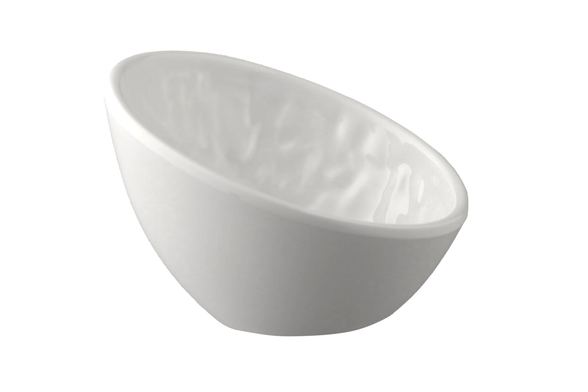 APS Tao Ciotola Tonda Ø10.5 x 10 cm - H.6.5 cm In Melamina Bianca Effetto Pietra Con Gommini Antiscivolo, Lavabile In Lavastoviglie, Impilabile - Set 12 Pz