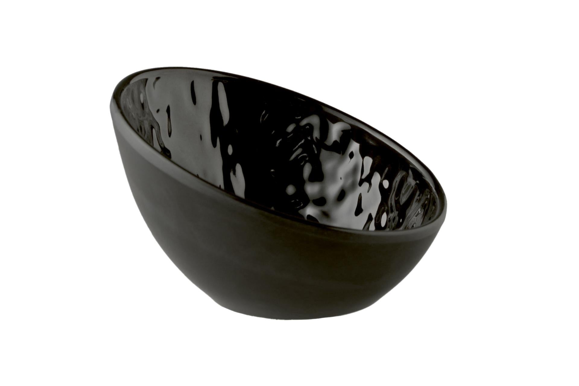 APS Tao Ciotola Rotonda Ø10.5 x H.6.5 cm In Melamina Nera Effetto Pietra Con Gommini Antiscivolo, Lavabile in Lavastoviglie, Impilabile - Set 12 Pz