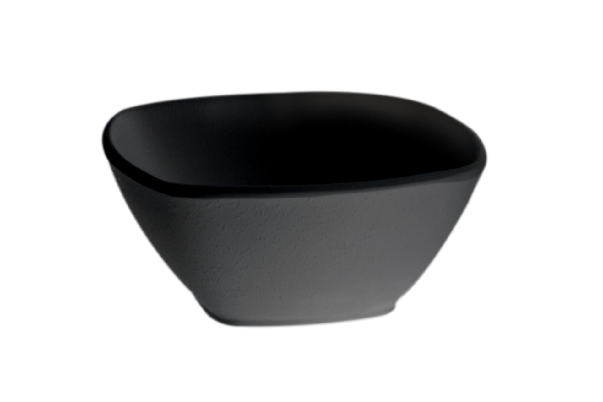 APS Zen Coppa Quadra 17.5 x 17.5 x H.7 cm In Melamina Nera Impilabile