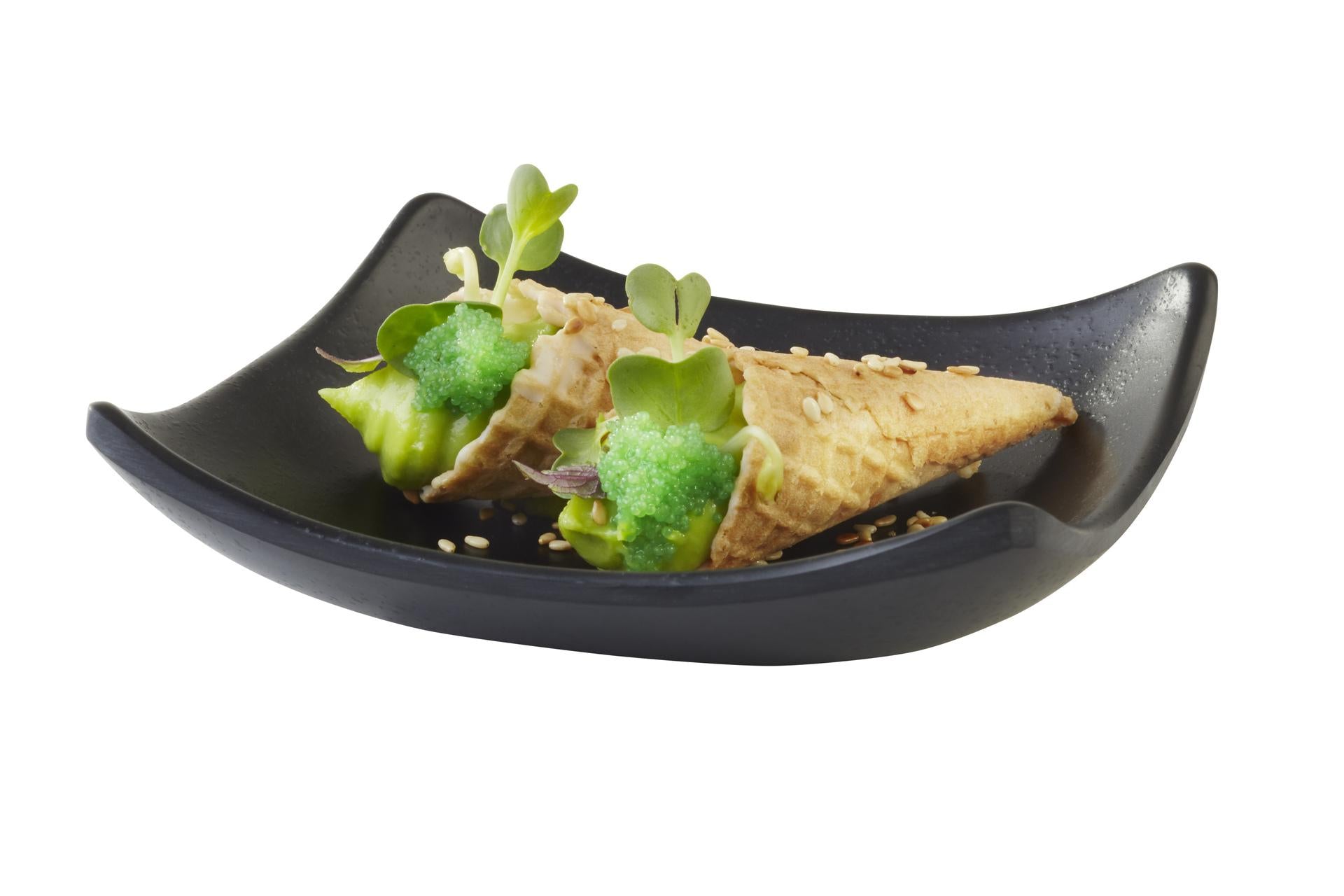 APS Zen Ciotola 10.5 x 10.5 x H.3 cm In Melamina Nera Aspetto Gres Impilabile - Set 12 Pz