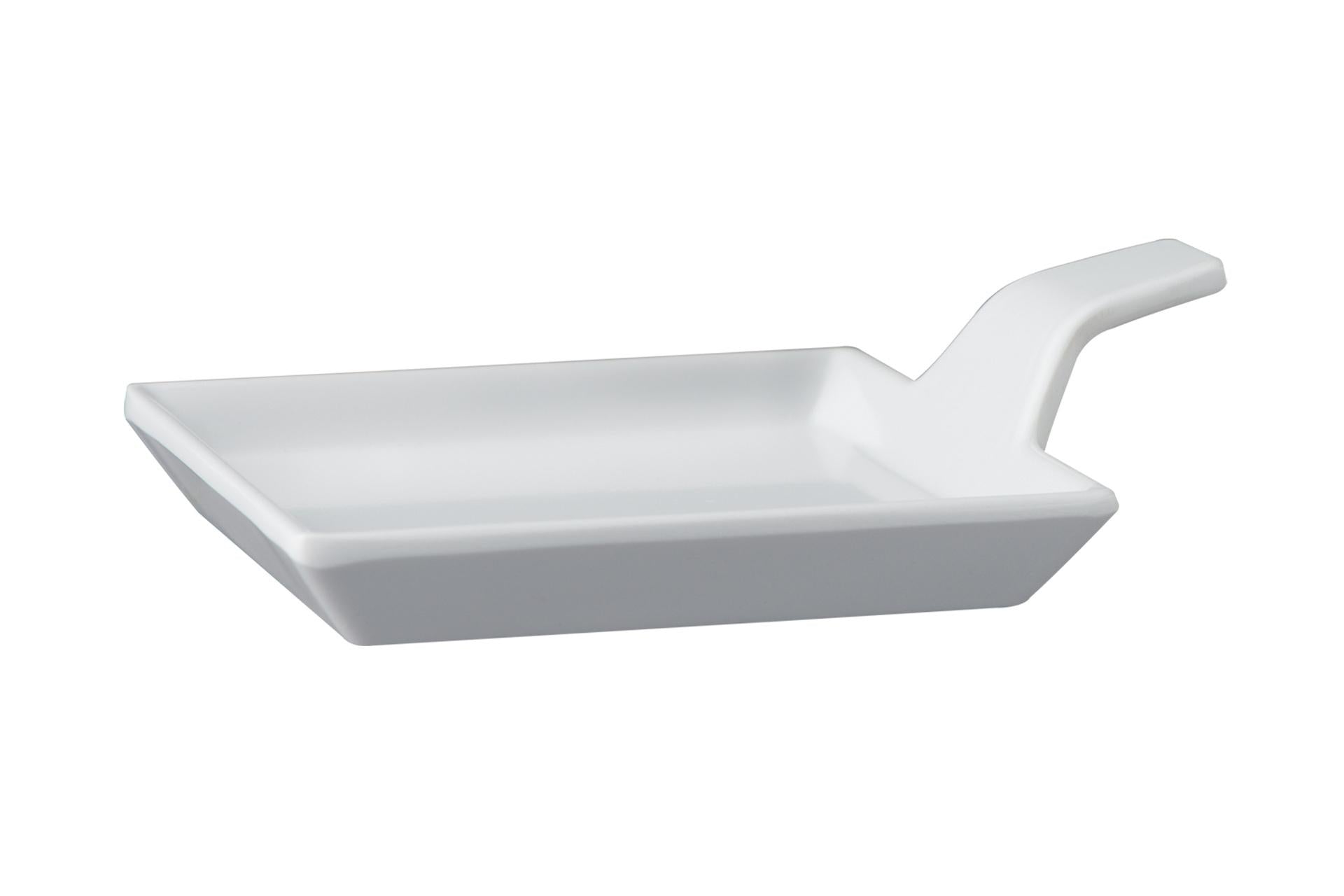 APS Flying Buffet Piatto Finger Food Con Impugnatura H.1.5-3.5 cm - 9.5 x 9.5 cm In Melamina Bianca Impilabile - Set 24 Pz