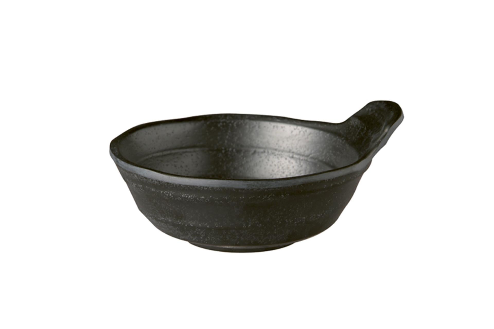 APS Zen Ciotola Con Manico Ø11.5 cm - H.4 cm In Melamina Gres Nero Impilabile