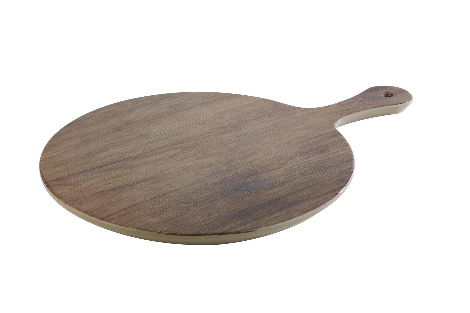 APS Vassoio Melamina Effetto Rovere H.1.5 cm - Ø30 cm Con Manico 12 cm