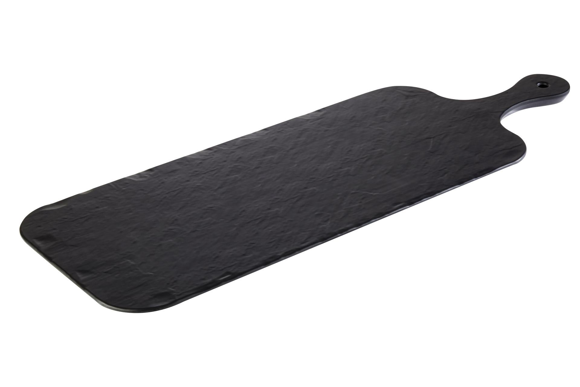 APS Slate Rock Vassoio Rettangolare H.1.5 cm - 48 x 20 cm In Melamina Nera Effetto Ardesia Con Manico
