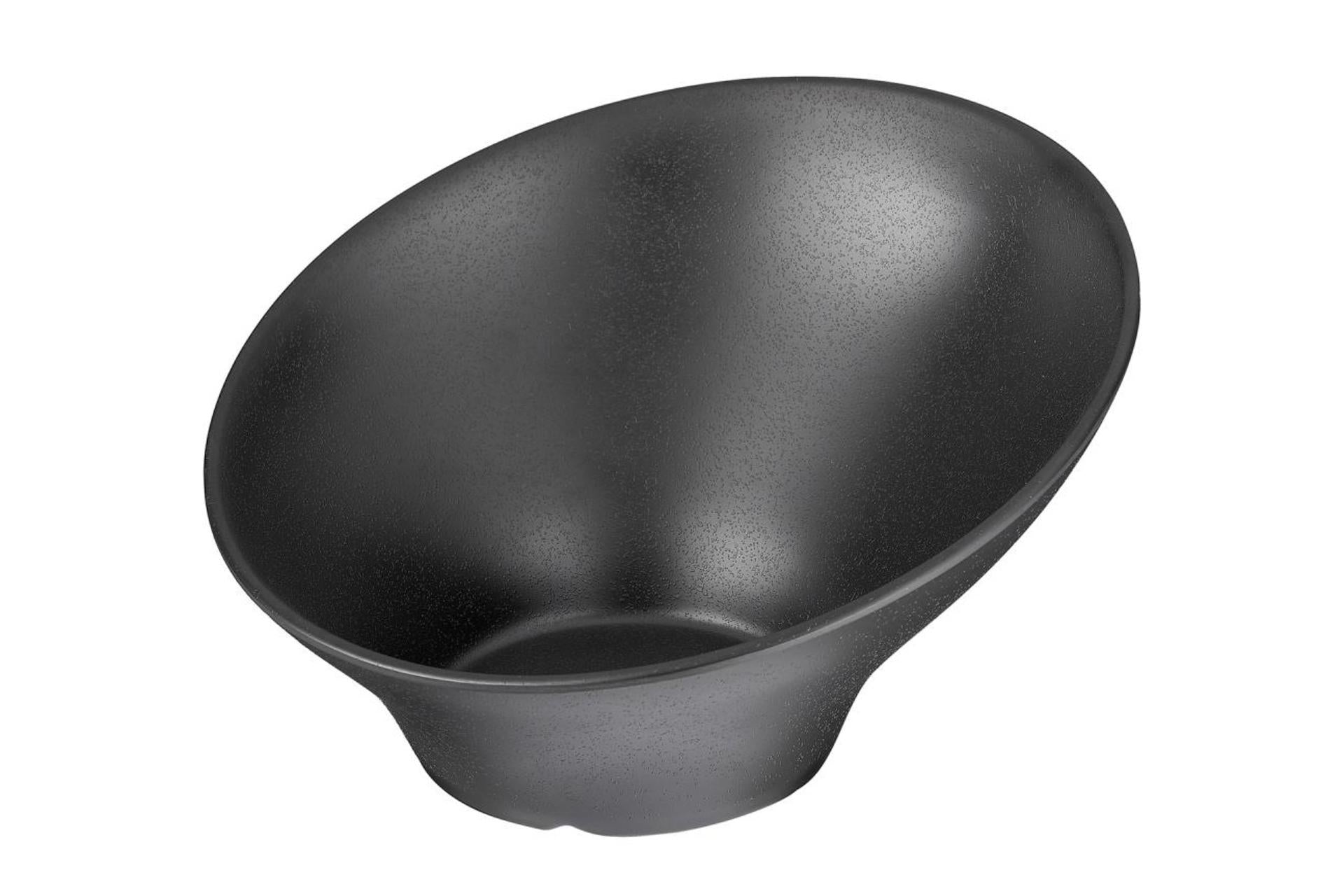 APS Zen Insalatiera Obliqua Ø22.5 cm - H.12.5 cm In Melamina Nera Effetto Gres Impilabile