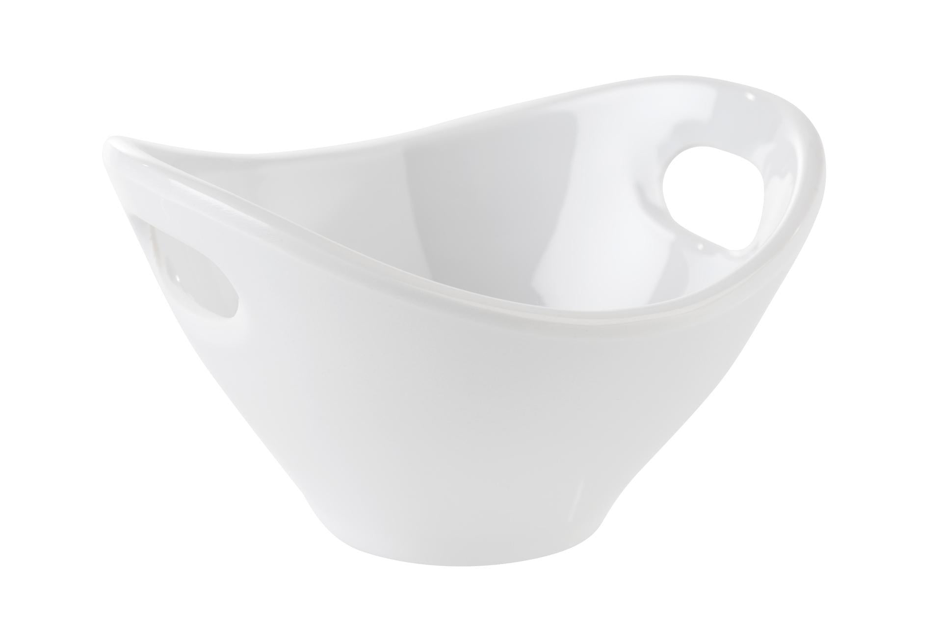 APS Mini Coppetta Finger In Melamina Bianca Con Manici H.5.5 cm - 9.5 x 9 cm Impilabile